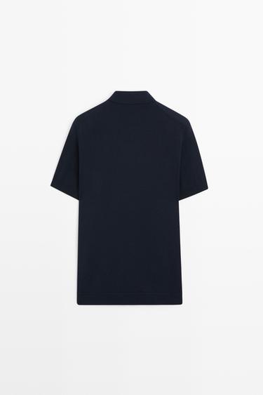 100% cotton knit polo sweater — NAVY BLUE 6