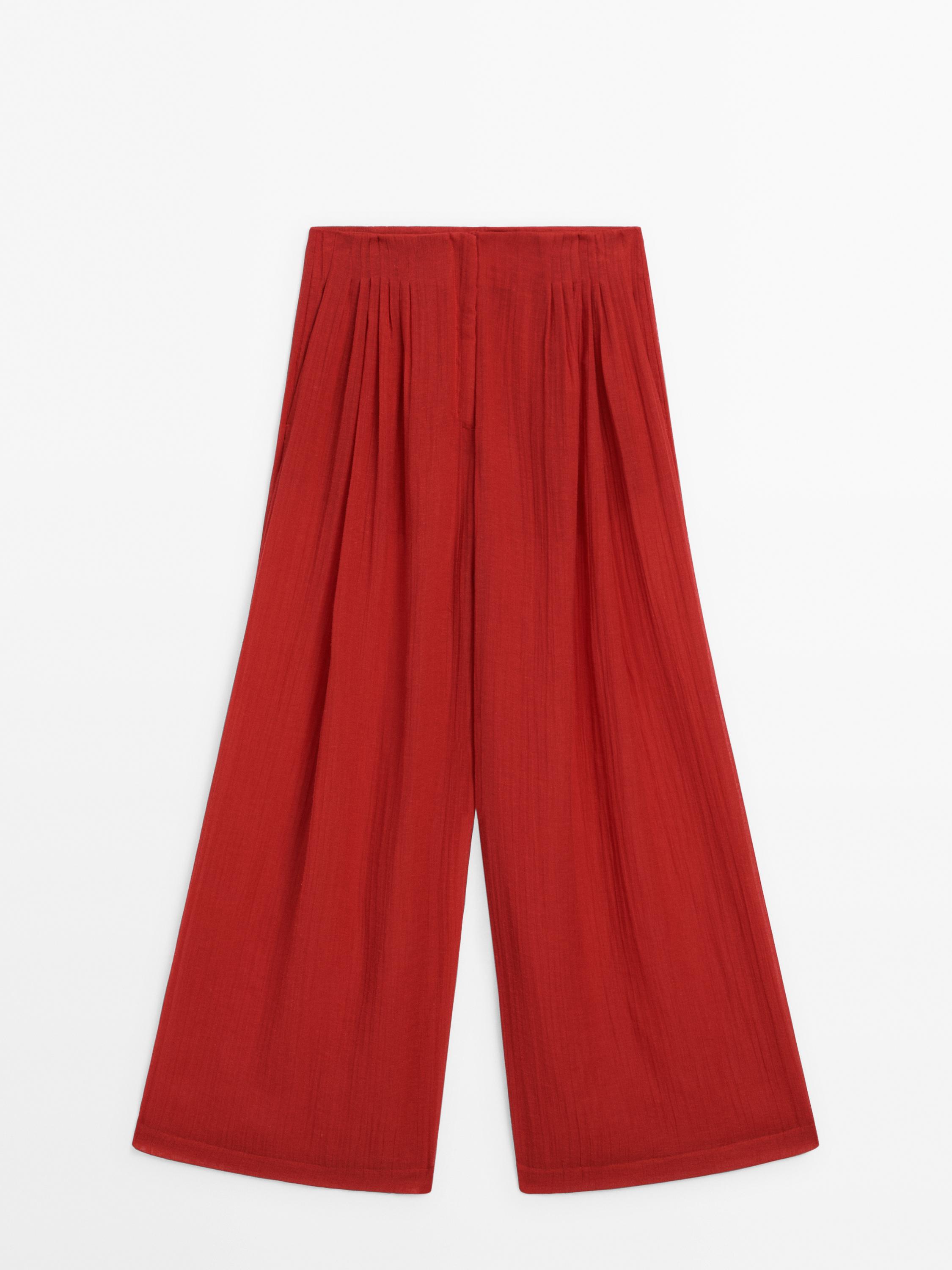 Pantalon fluide à pinces avec 10% de lin