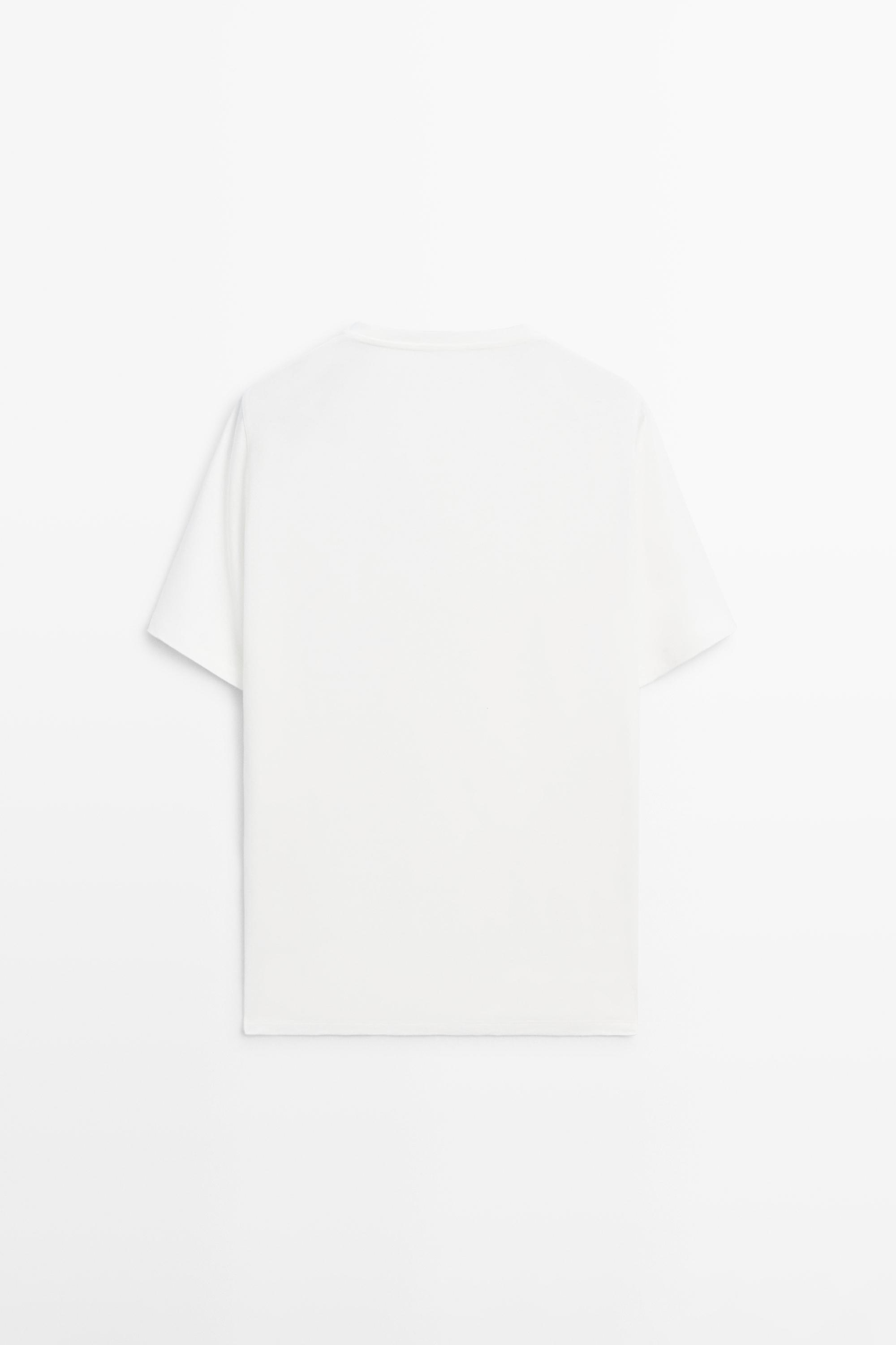 Short sleeve linen and cotton T-shirt — Off white