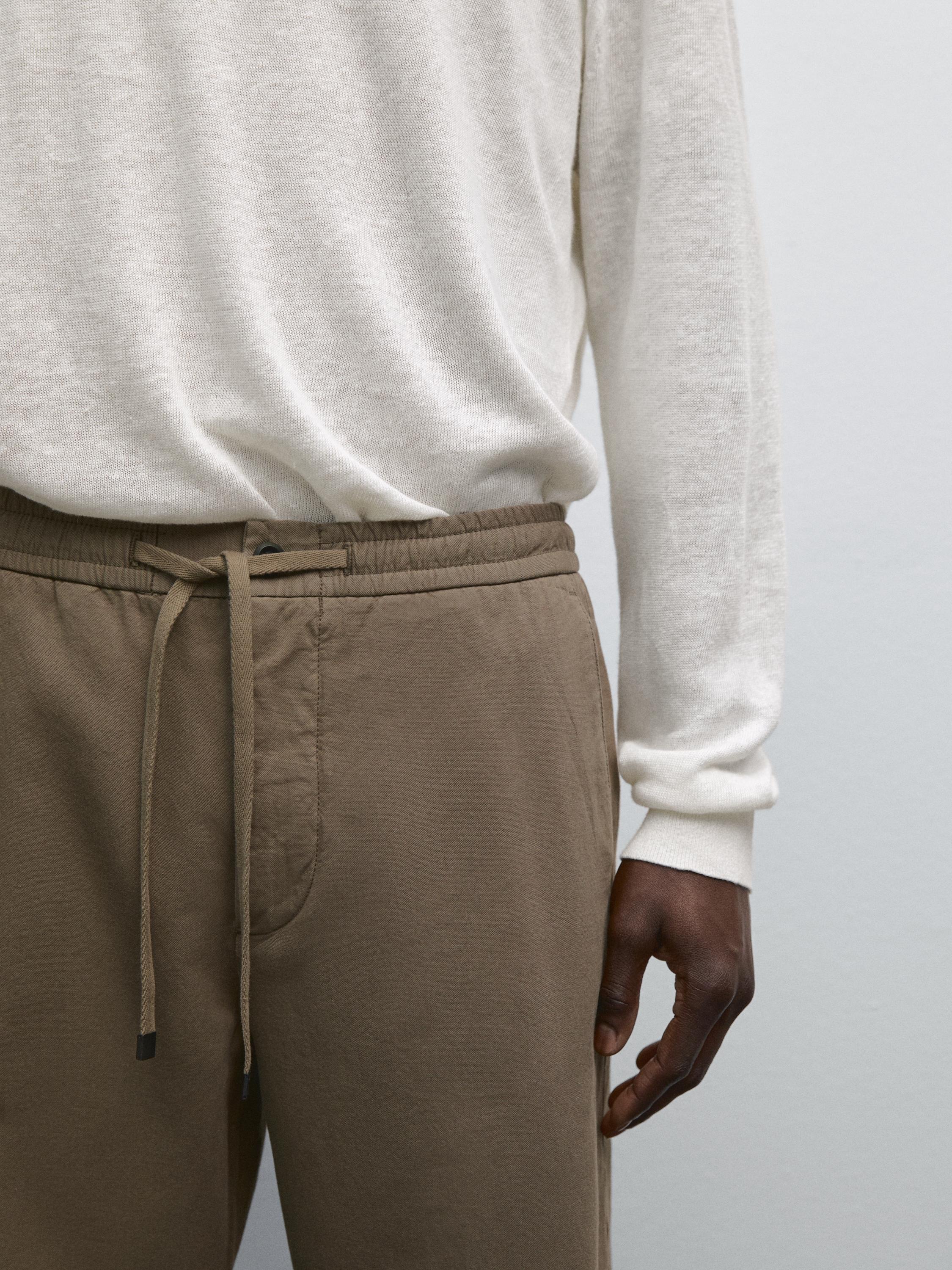 Cotton blend jogger fit trousers