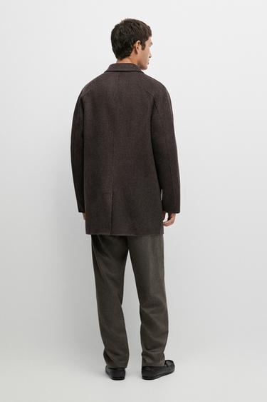 Double-faced wool blend short coat — GREY 5