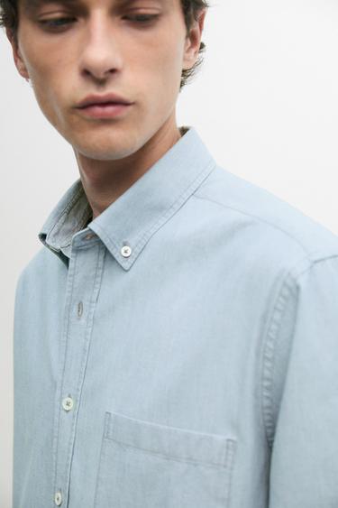 Relaxed fit denim shirt with pocket detail — BLUE 8