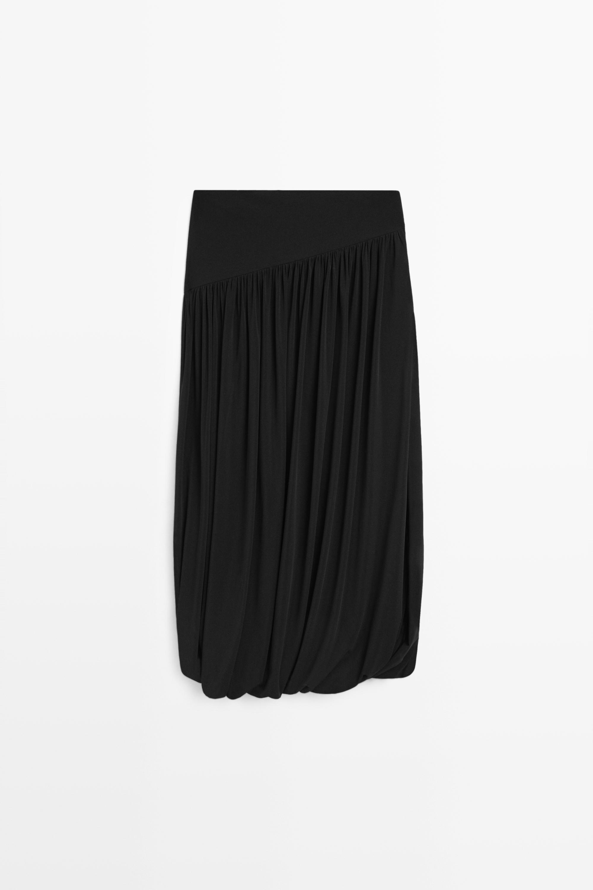 Balloon-effect flowing skirt — BLACK