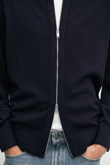 Wool blend cardigan with zip detail — NAVY BLUE 8