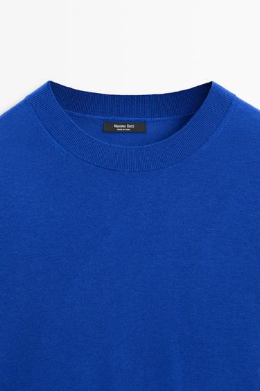Fine knit round neck sweater — DEEP BLUE 4