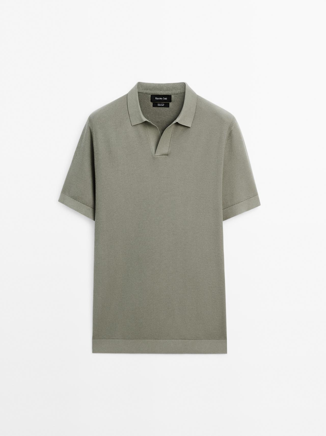 Massimo Dutti - Heren - 100% Katoenen Tricot Trui Met Polokraag - Molgrijs - S
