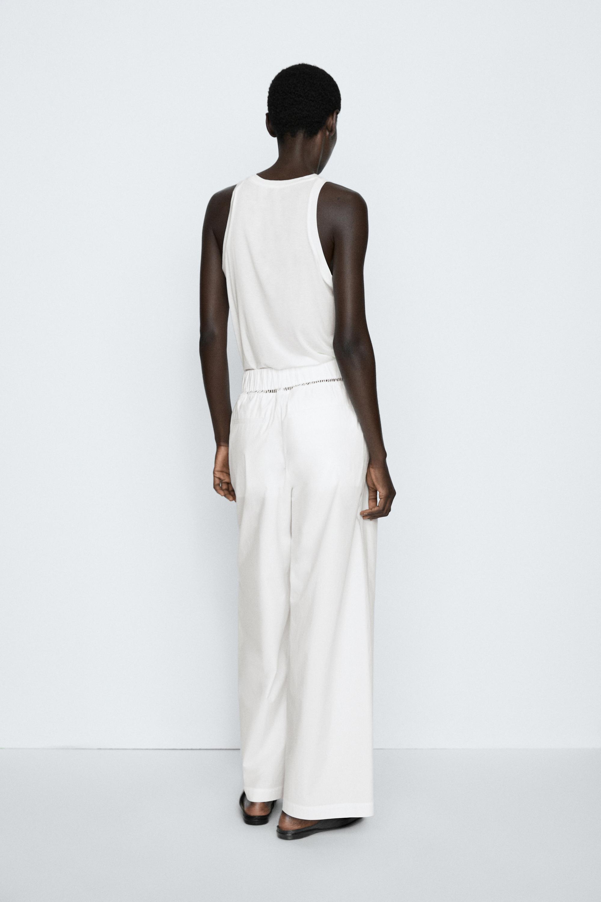 100% cotton elasticated pants - STUDIO — Off white