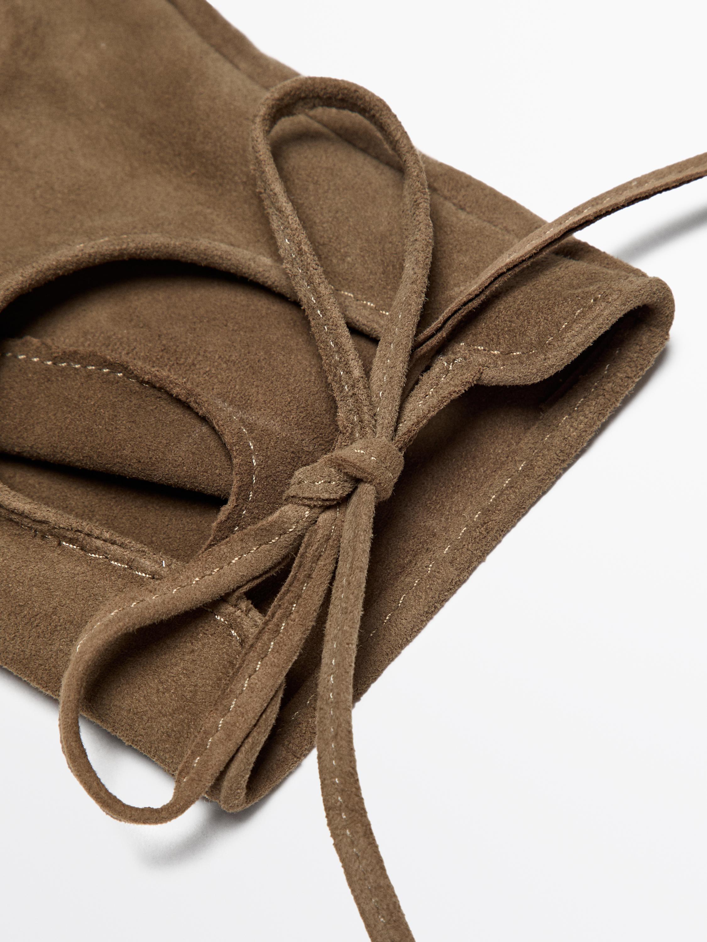 قفاز بلا أصابع شامواه من جلد الماعز 100%