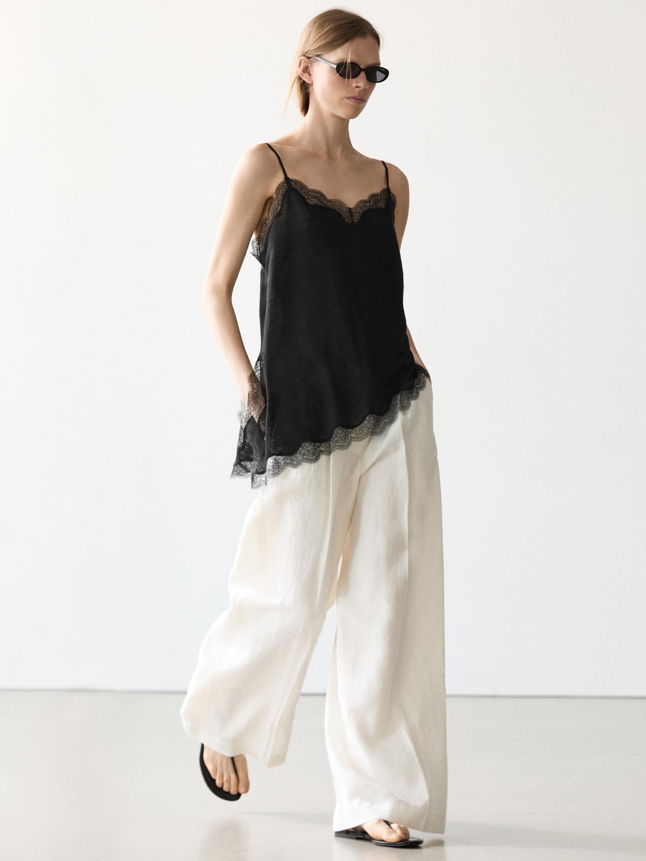 Flowing linen suit trousers — Off white