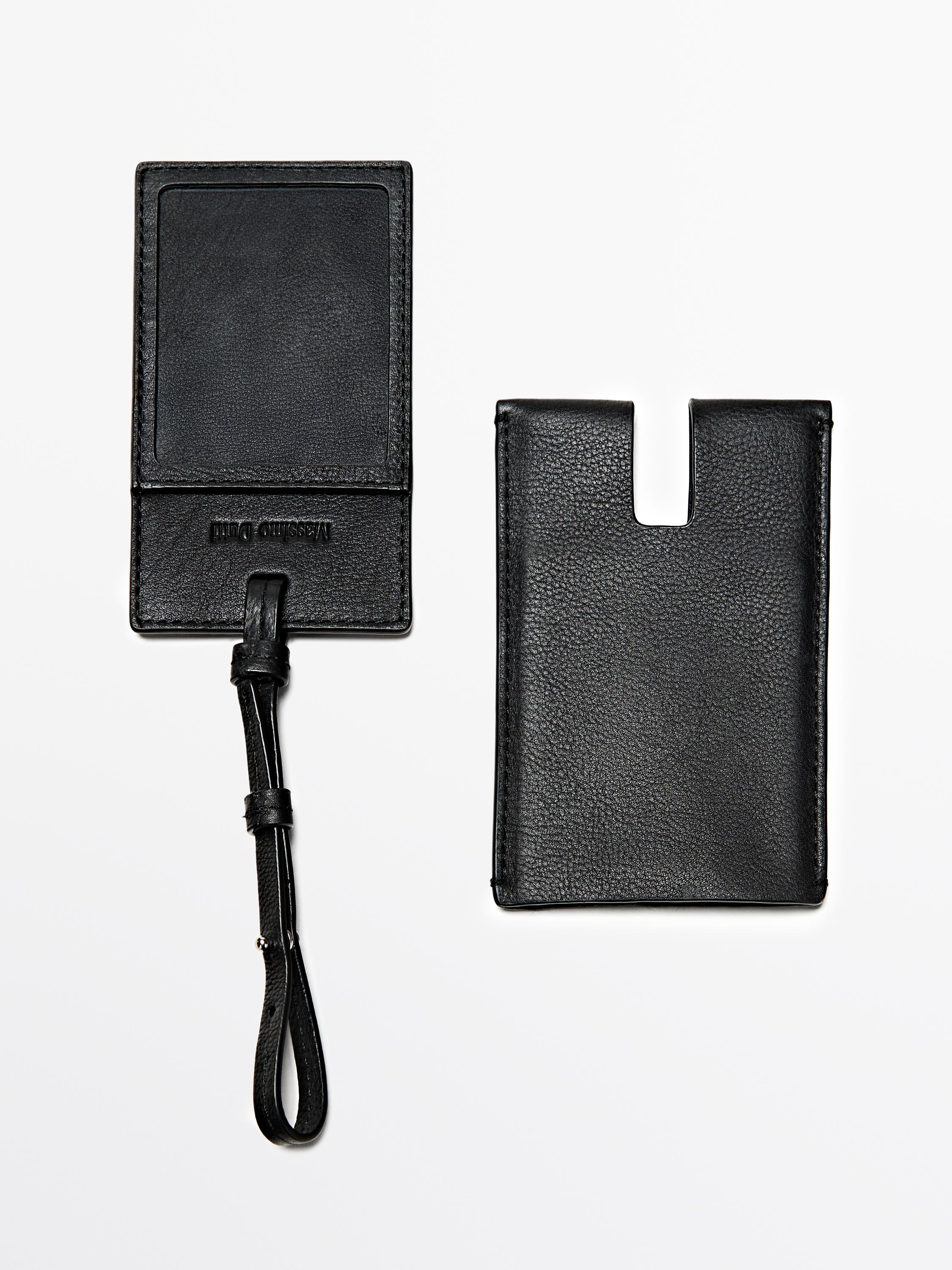 Nappa leather travel tag — BLACK