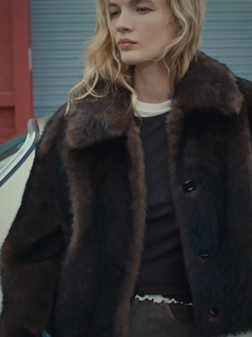 Short coat in melange toscan wool