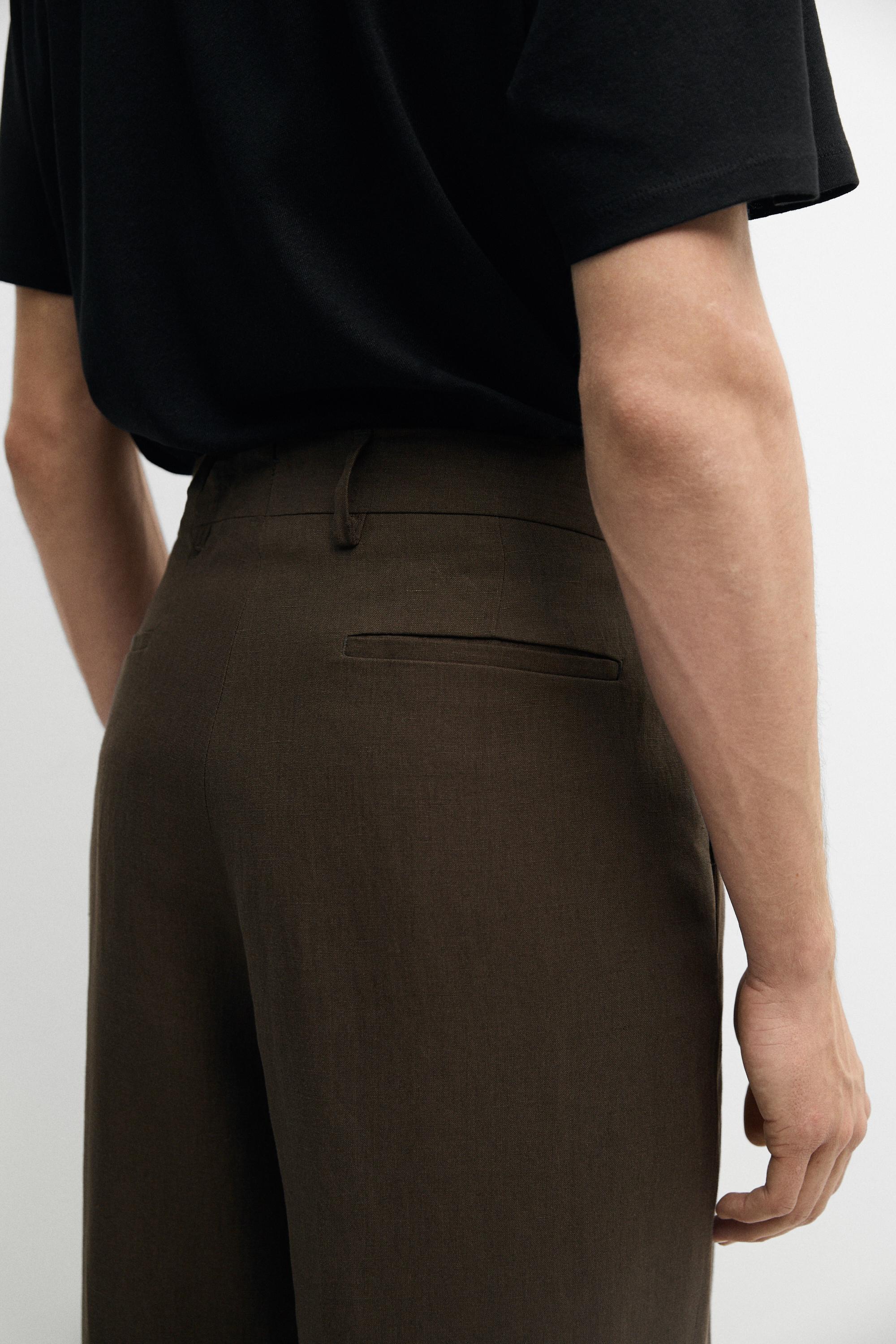 Linen suit trousers — BROWN