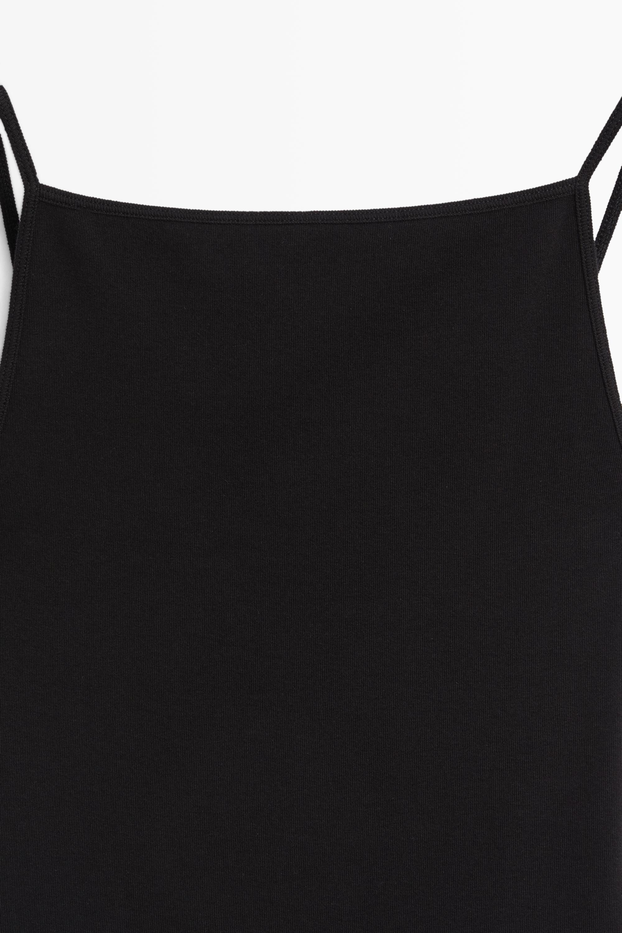 Cotton blend camisole top — BLACK