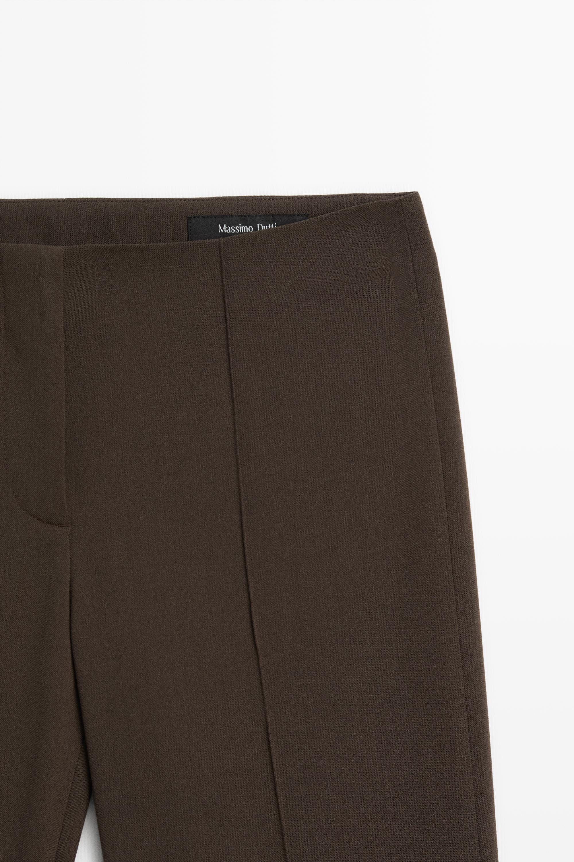Wool-blend kick flare pants — BROWN