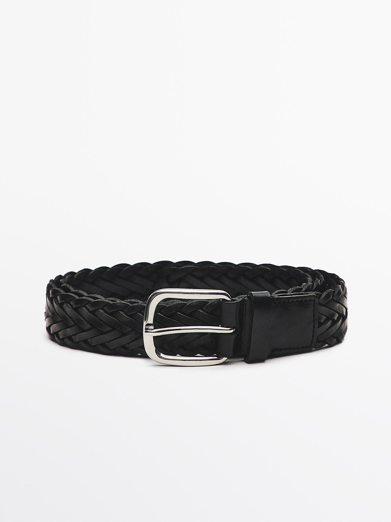 Ceinture Tressée En Cuir Nappa - Noir - 105 - Massimo Dutti - Homme