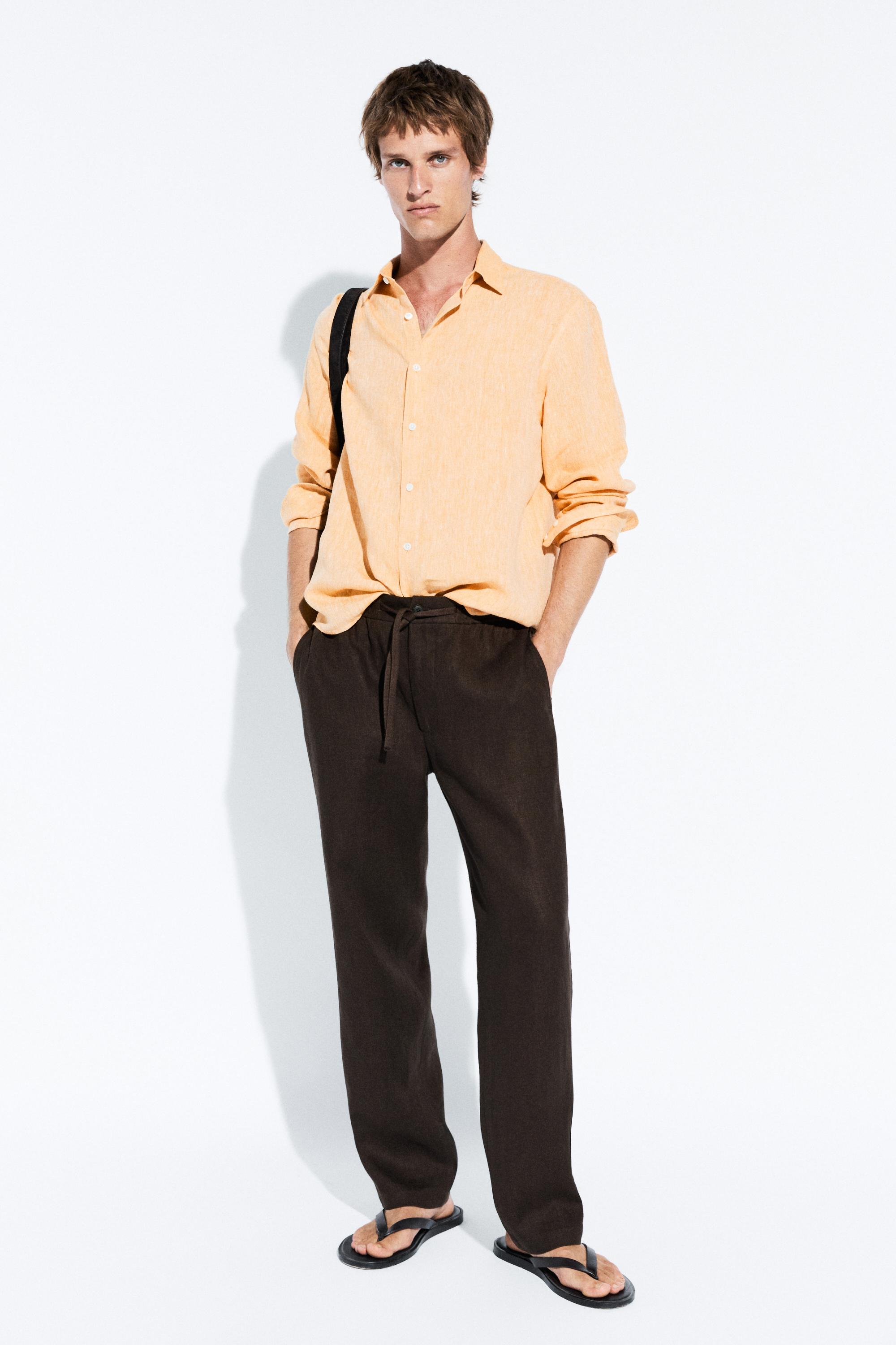 Camisa regular fit 100% lino