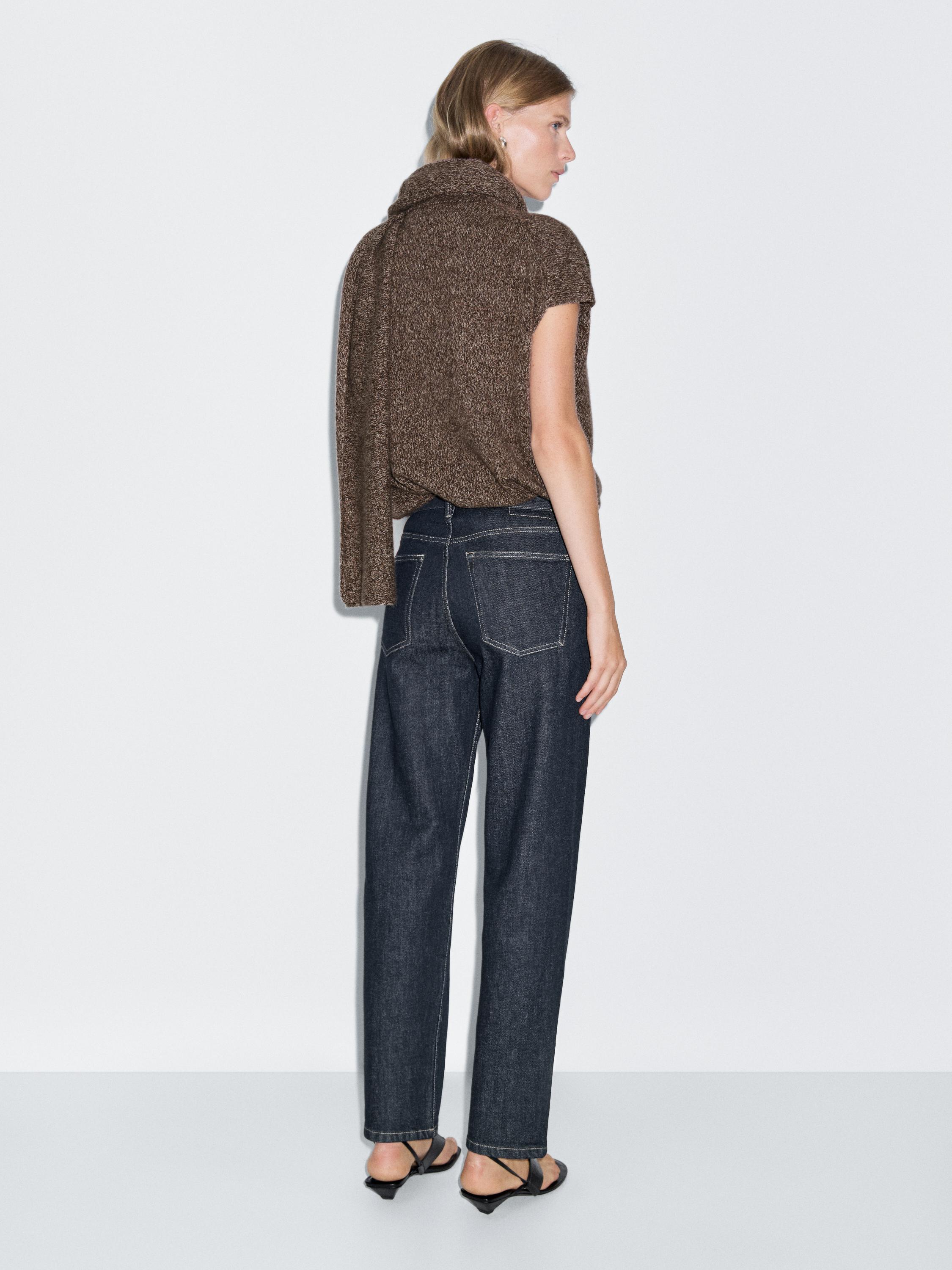 High-waist straight-leg cropped comfort jeans