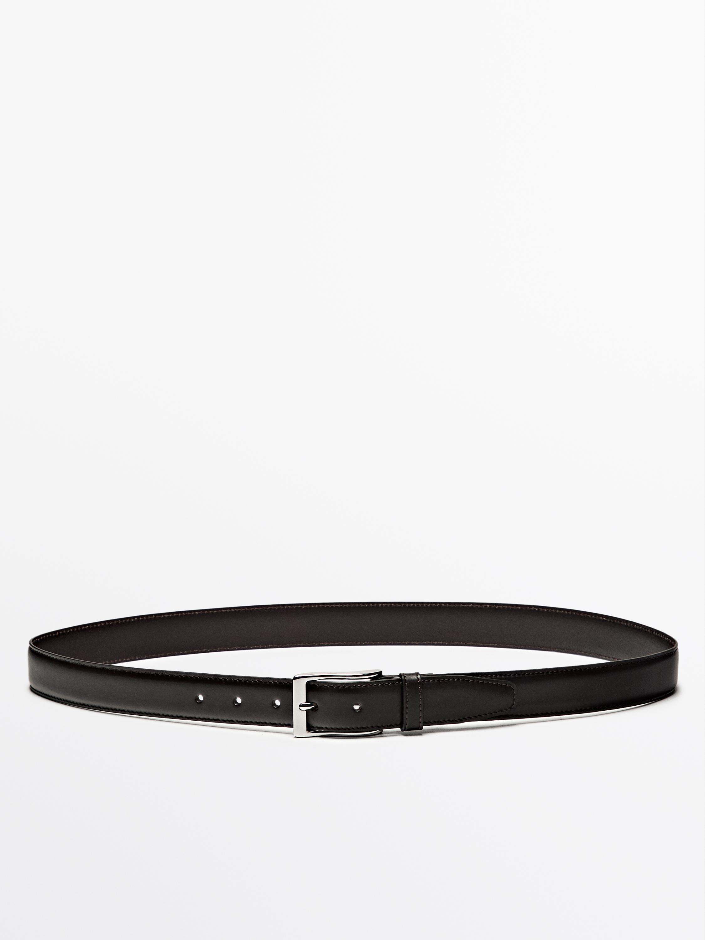 Smart nappa leather belt with topstitching