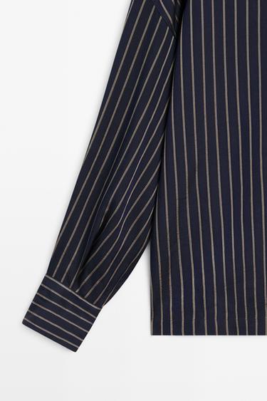 Striped contrast collar shirt — NAVY BLUE 7