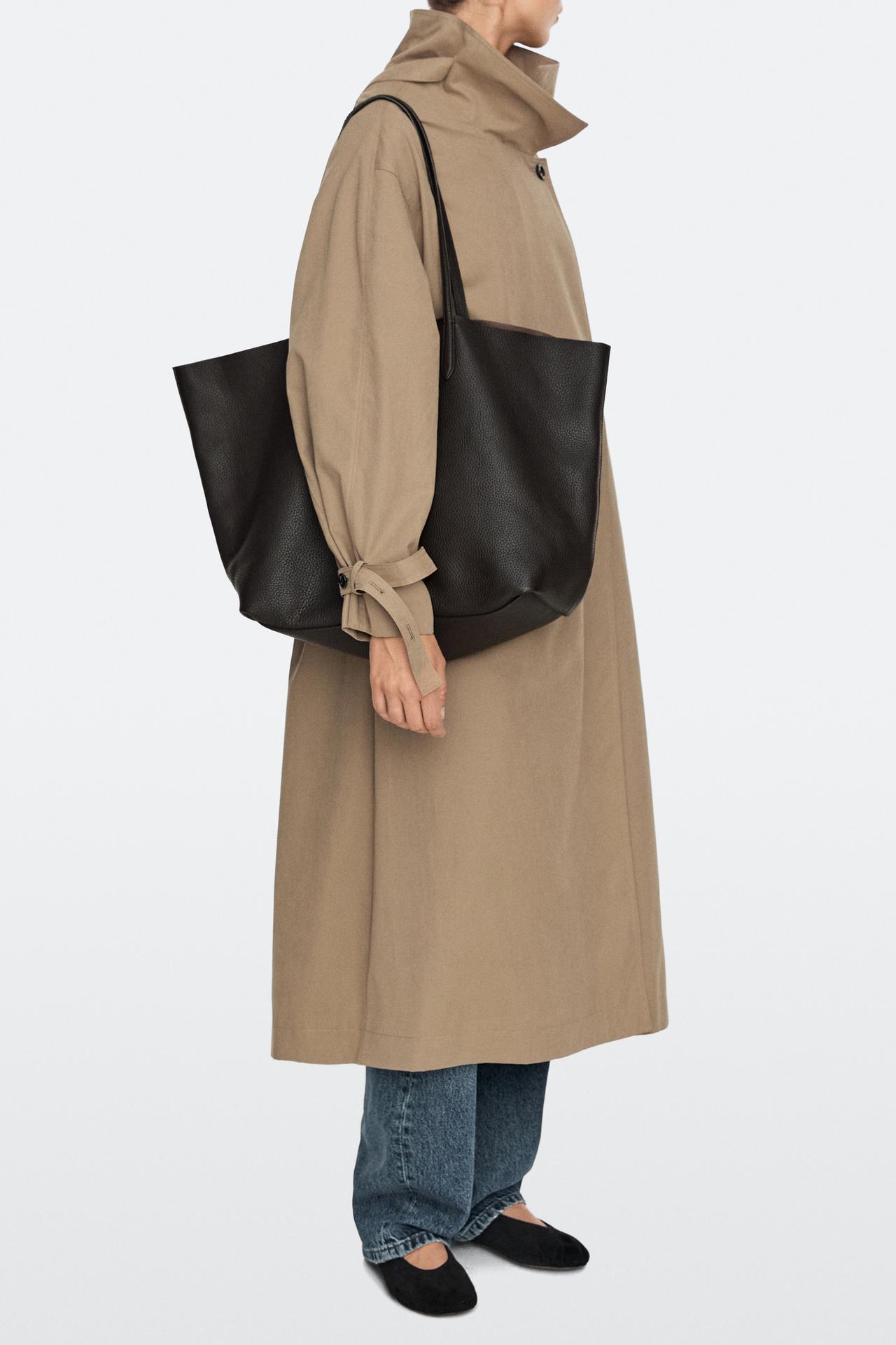 Large Nappa leather tote bag — BROWN