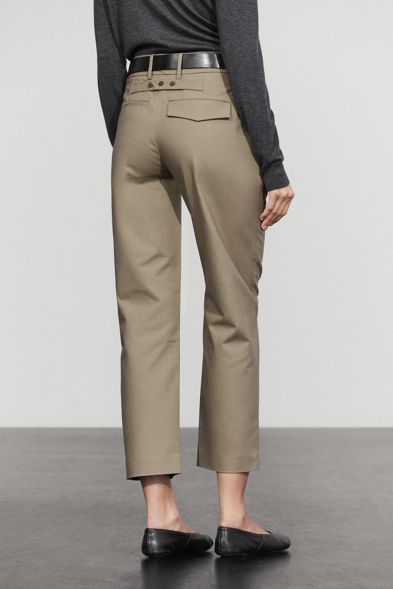 100% cotton carrot fit pants — SAND