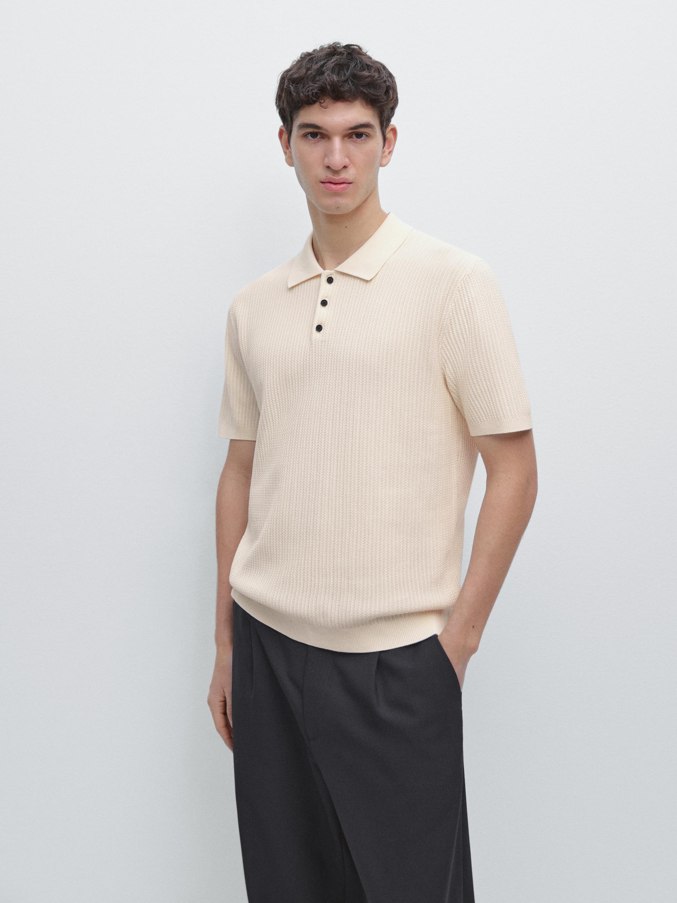 Short sleeve cotton knit polo shirt