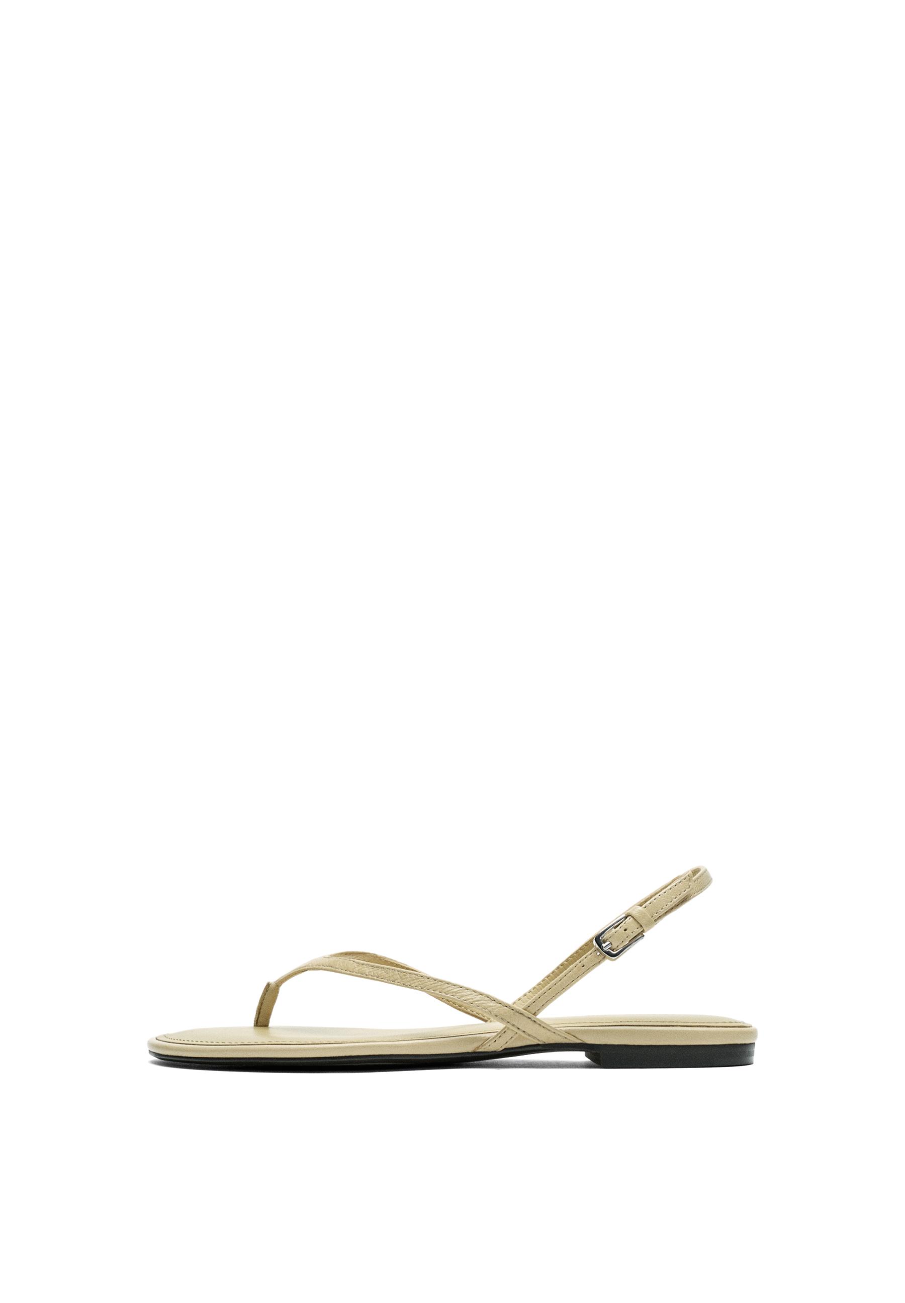 Flat leather sandals — CREAM