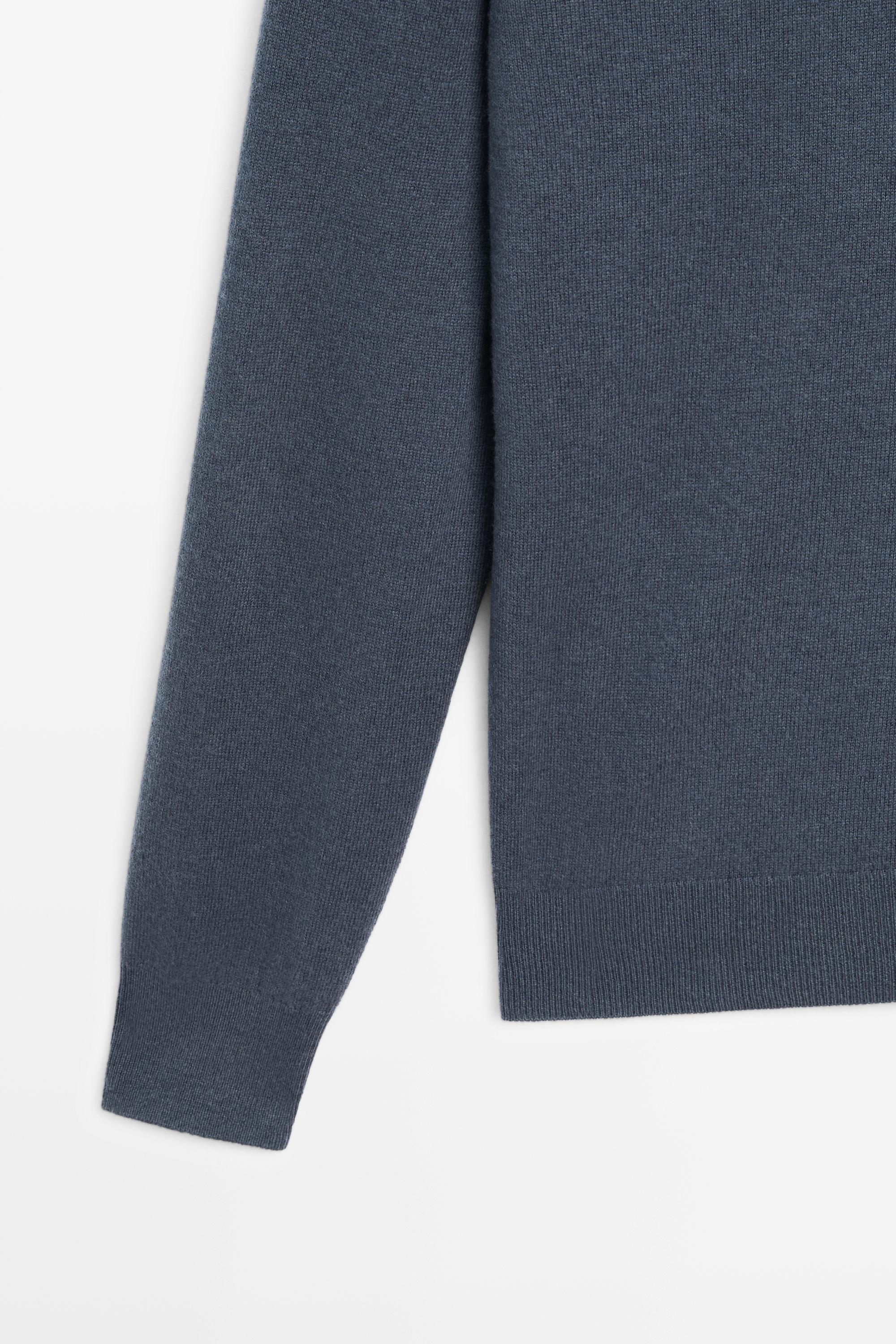 Wool blend knit polo sweater — DARK BLUE