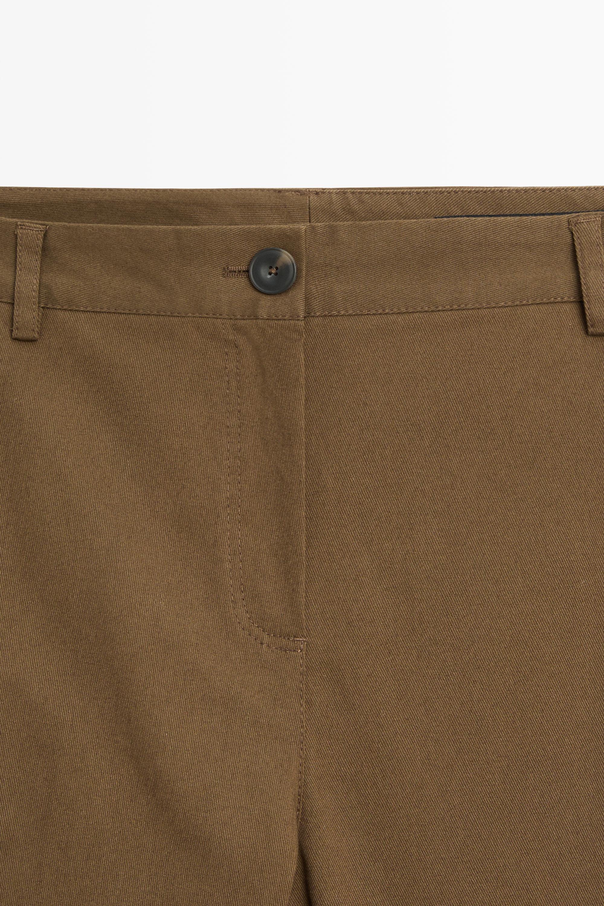Cotton blend kick flare pants — BROWN