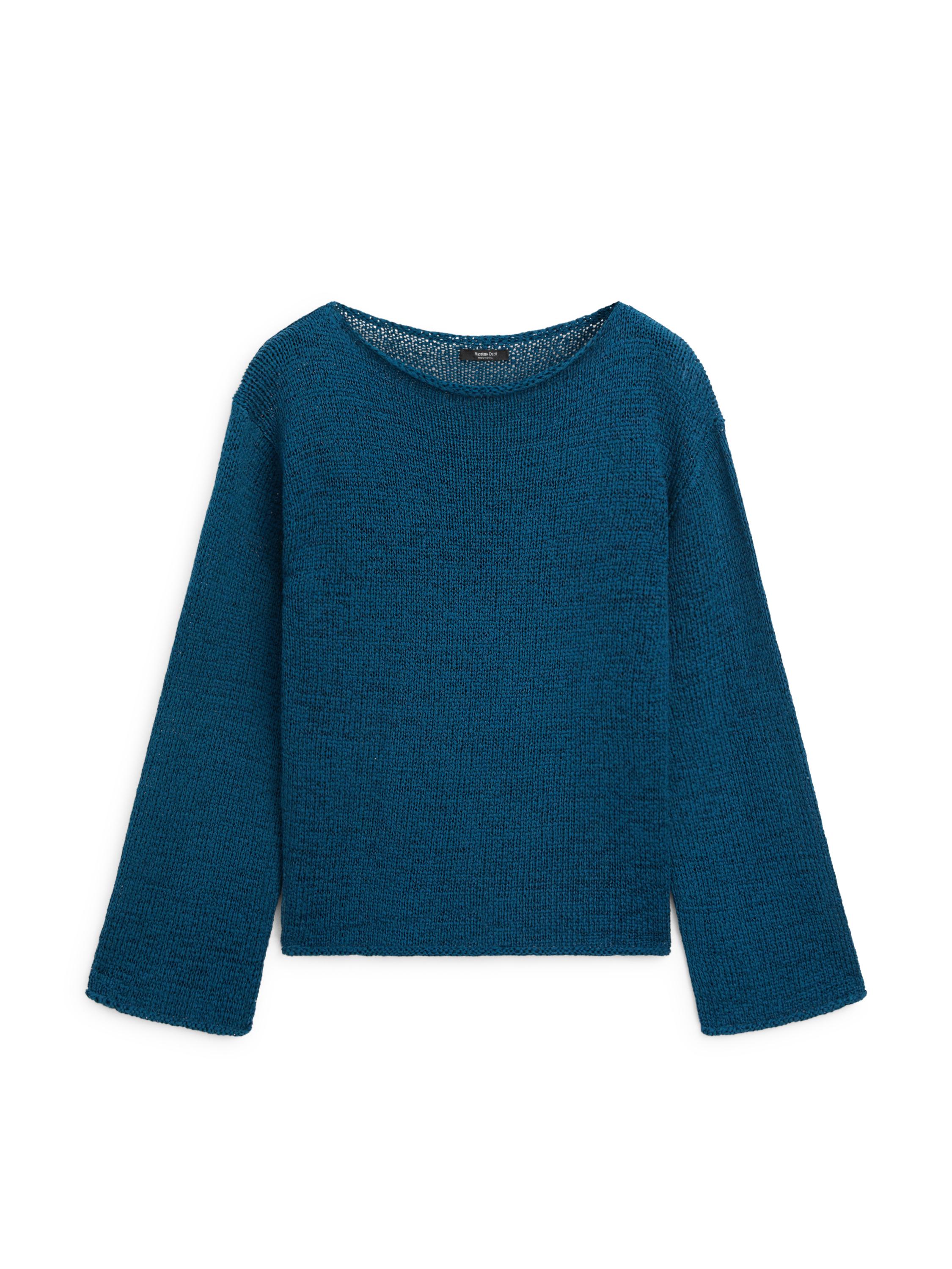Cotton blend cutwork sweater — BLUE