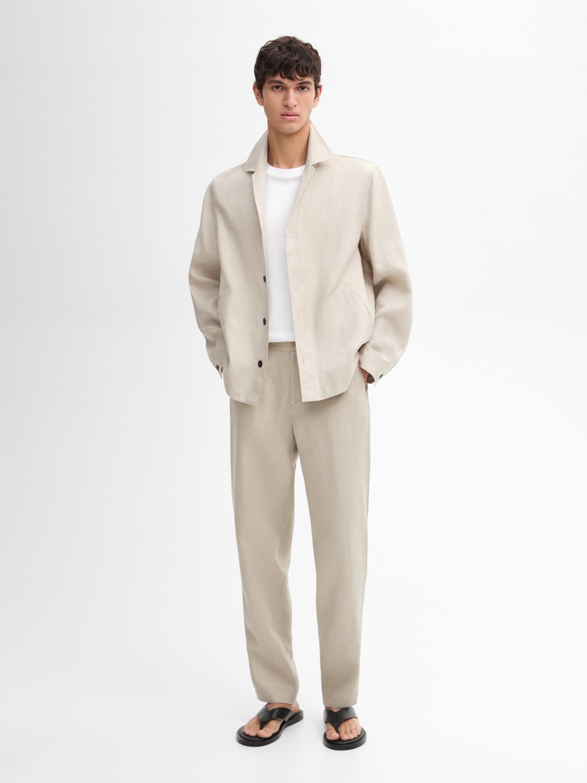 Surchemise Ensemble 100 % Lin - Beige - L - Massimo Dutti - Homme