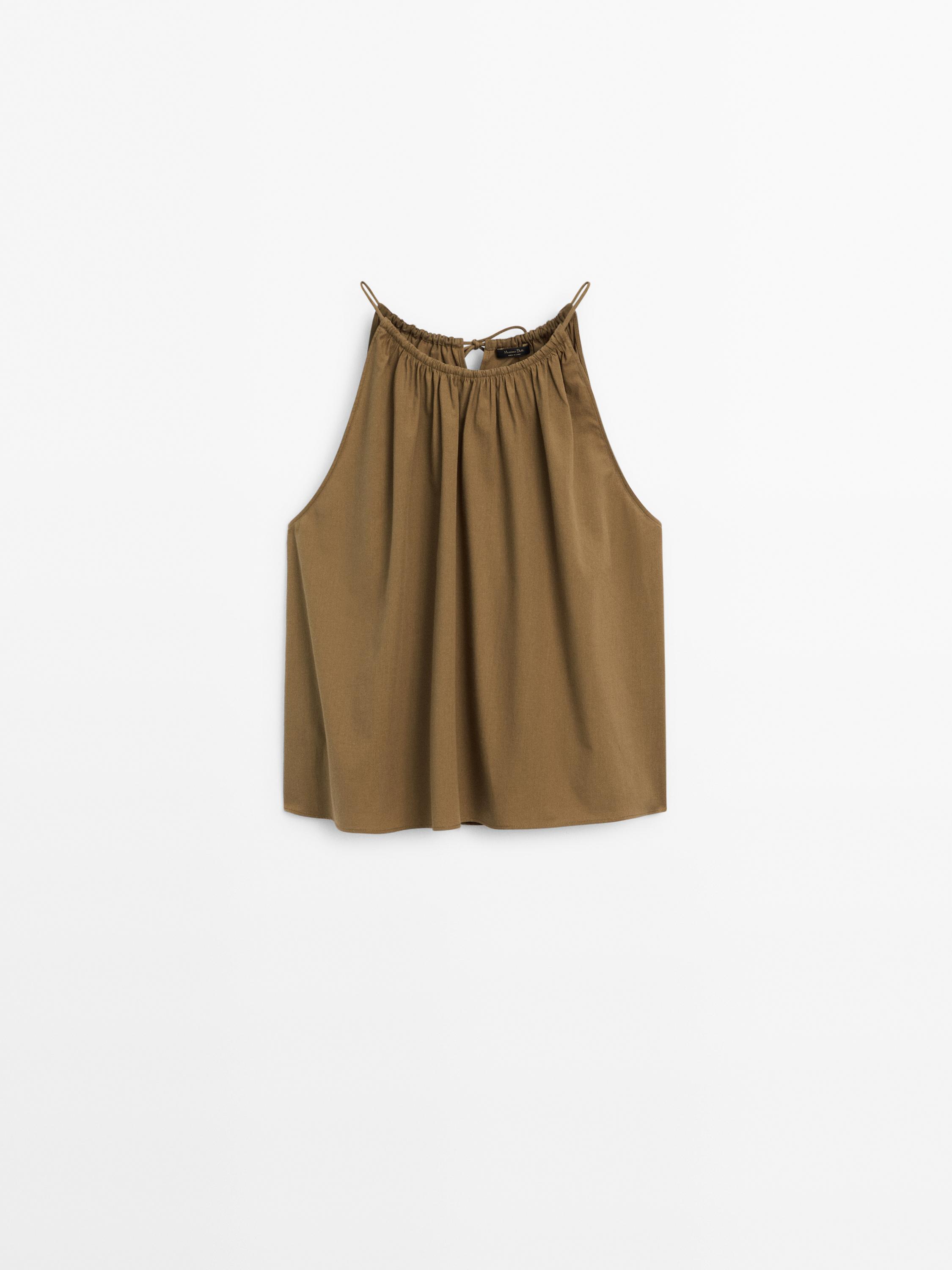 Top en coton froncé, ensemble