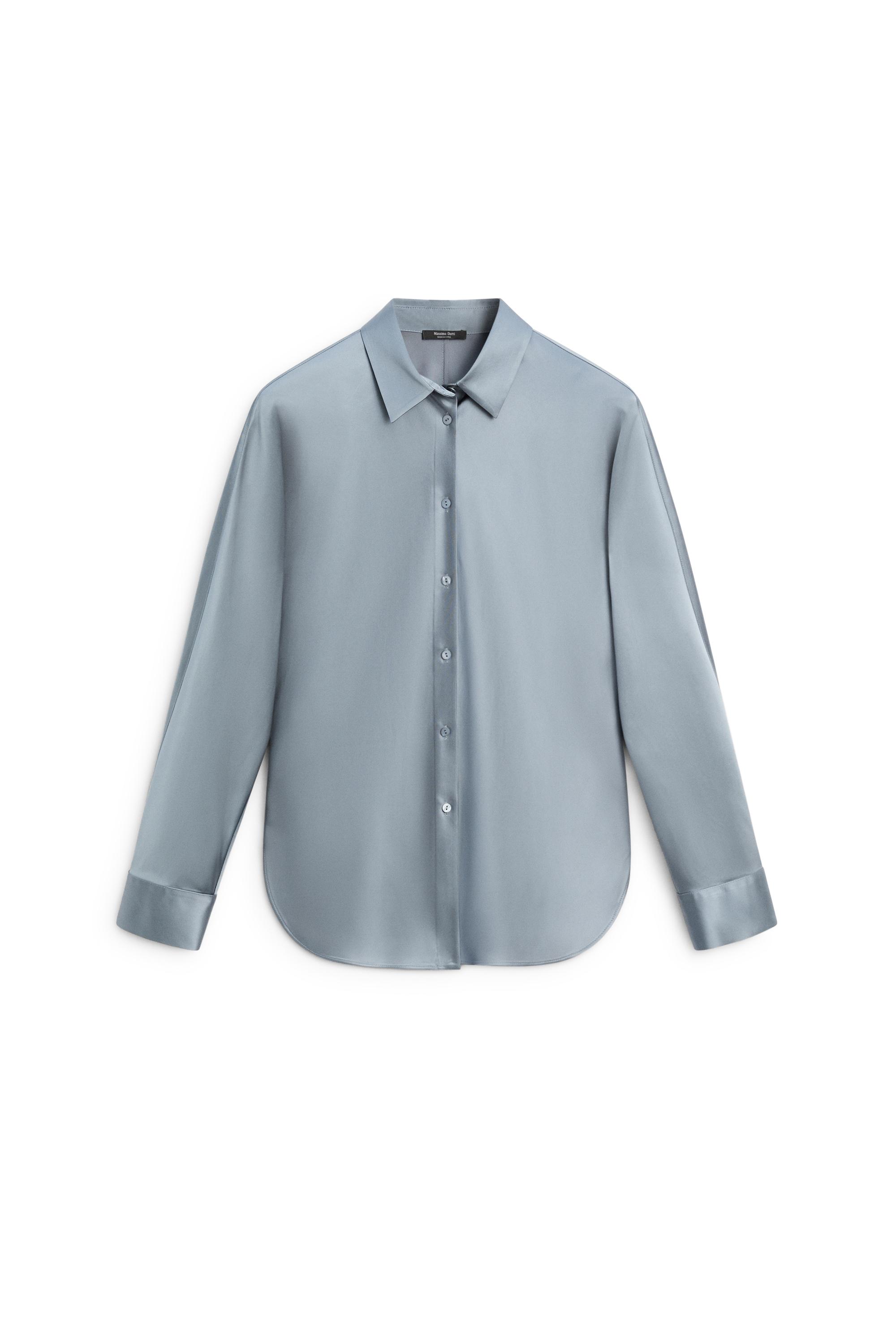 Flowing satin shirt — BLUISH GREY