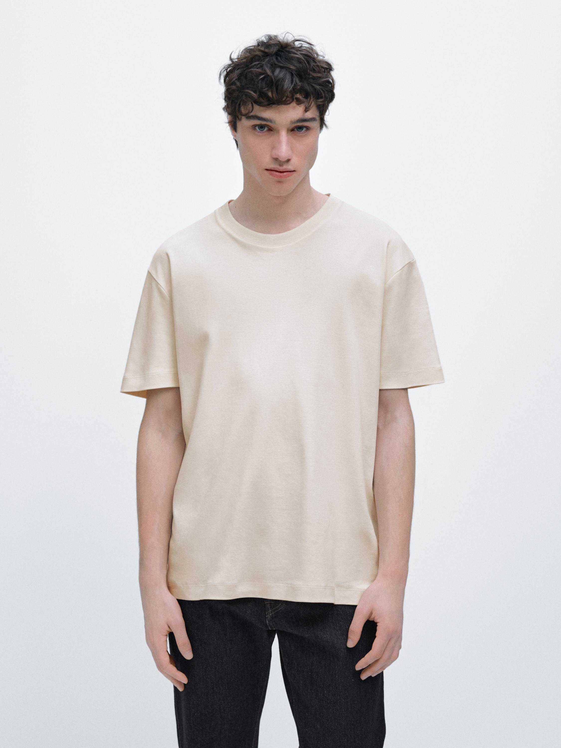 100% cotton short sleeve T-shirt — CREAM