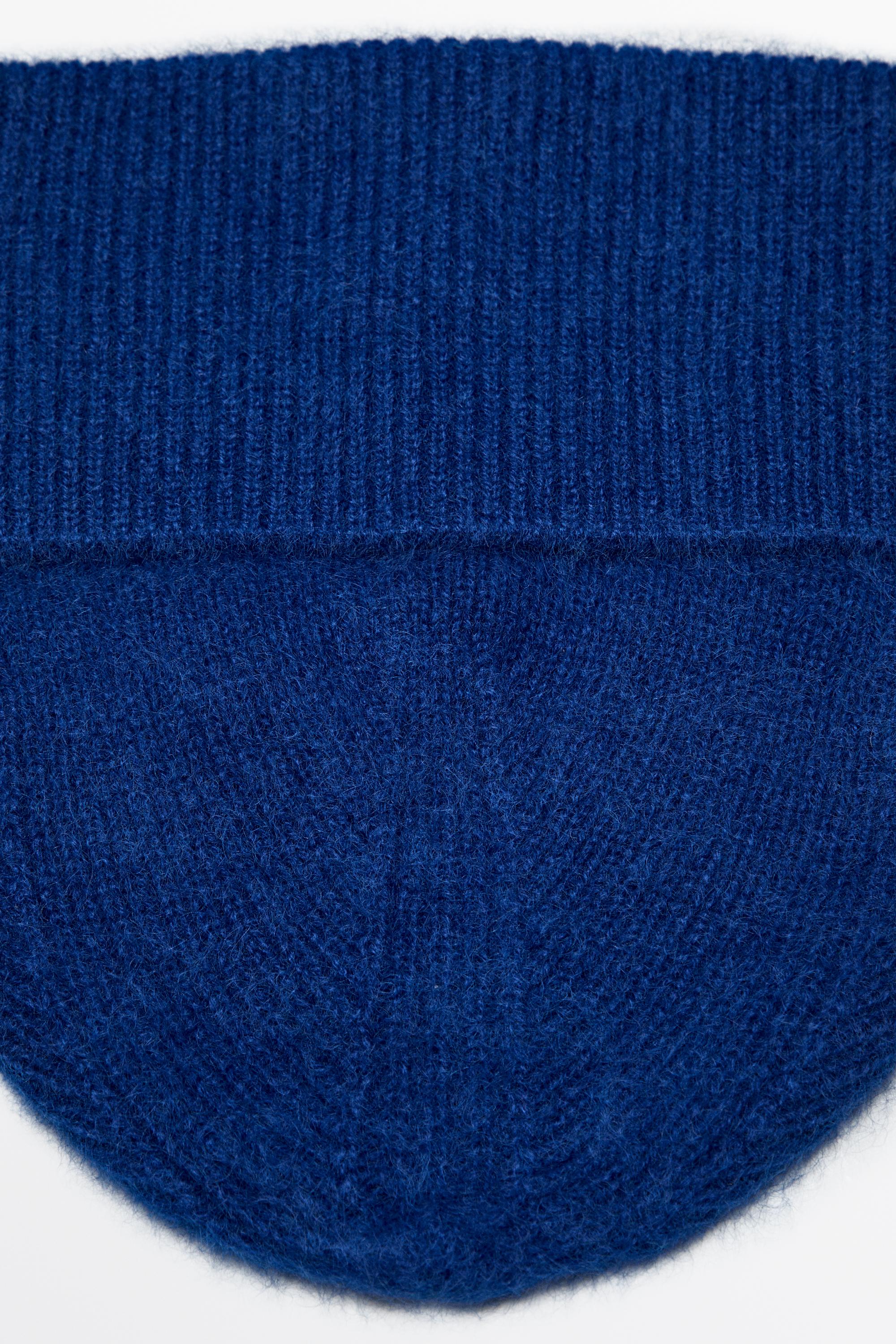 100% cashmere knit beanie — INK BLUE