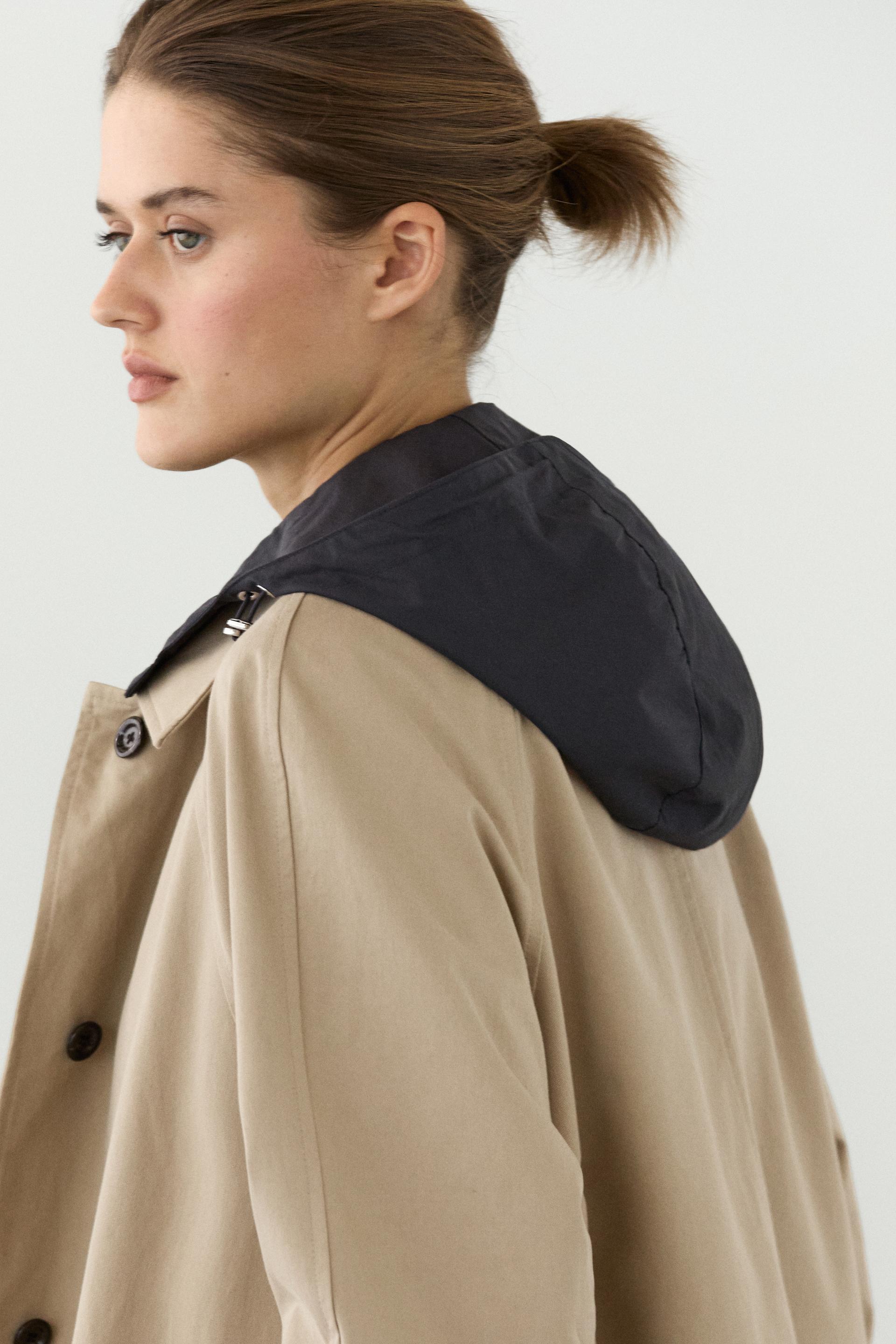 Trench Cape Capuche Amovible - Beige - S - Massimo Dutti - Femme