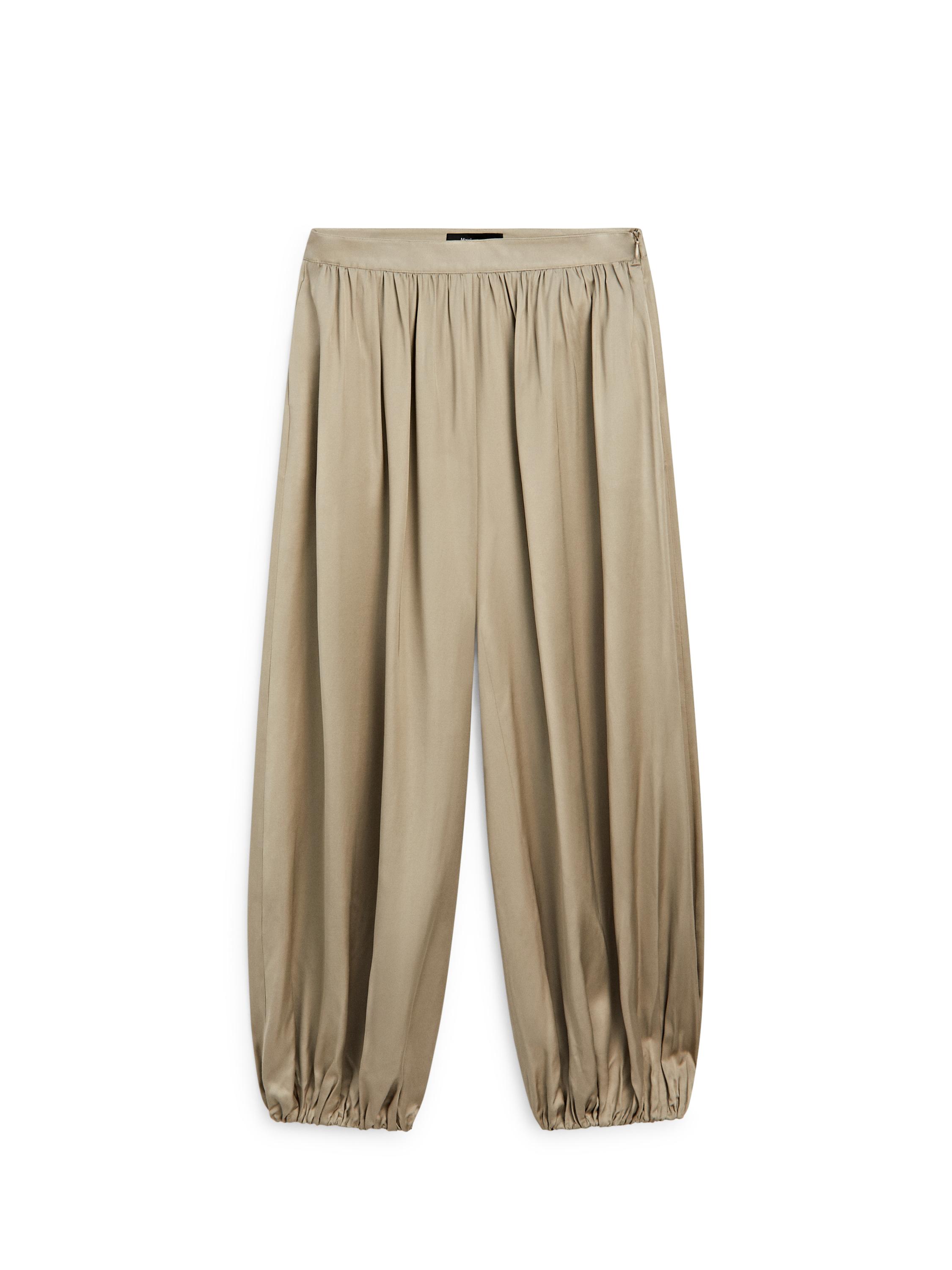 Balloon fit satin pants — BEIGE