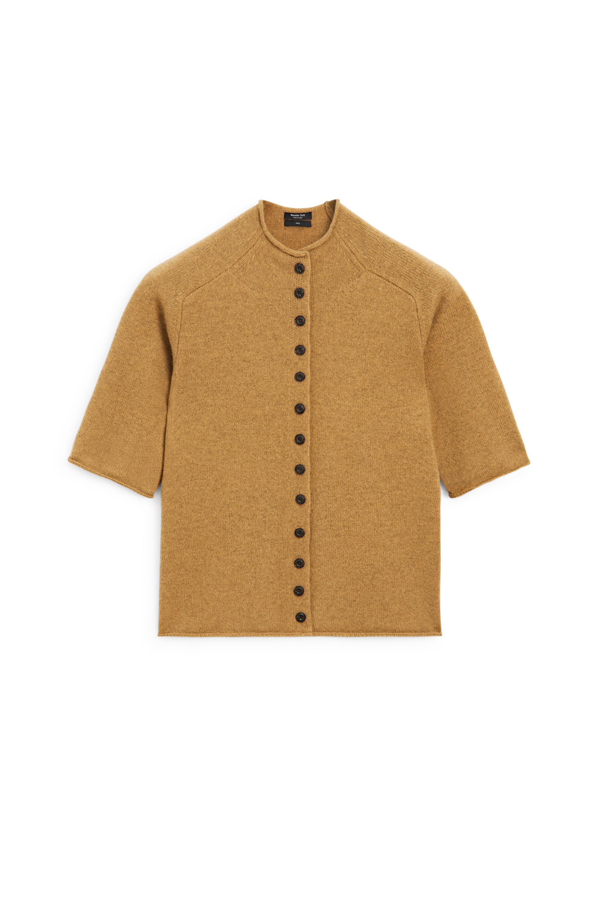 100% wool funnel neck knit cardigan — OIL