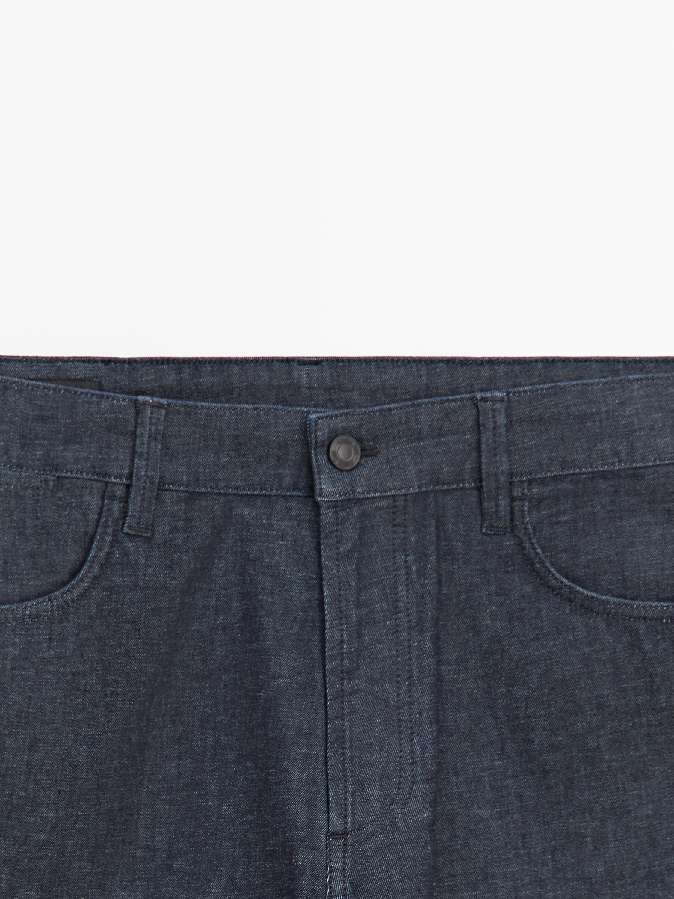 Lightweight slim-fit rinse wash jeans — DEEP BLUE