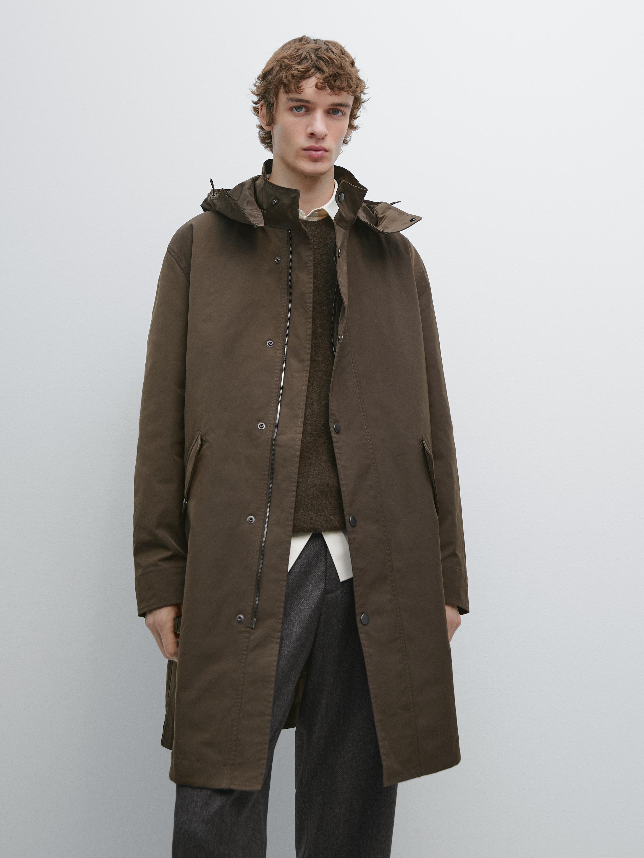 Long technical parka with detachable interior