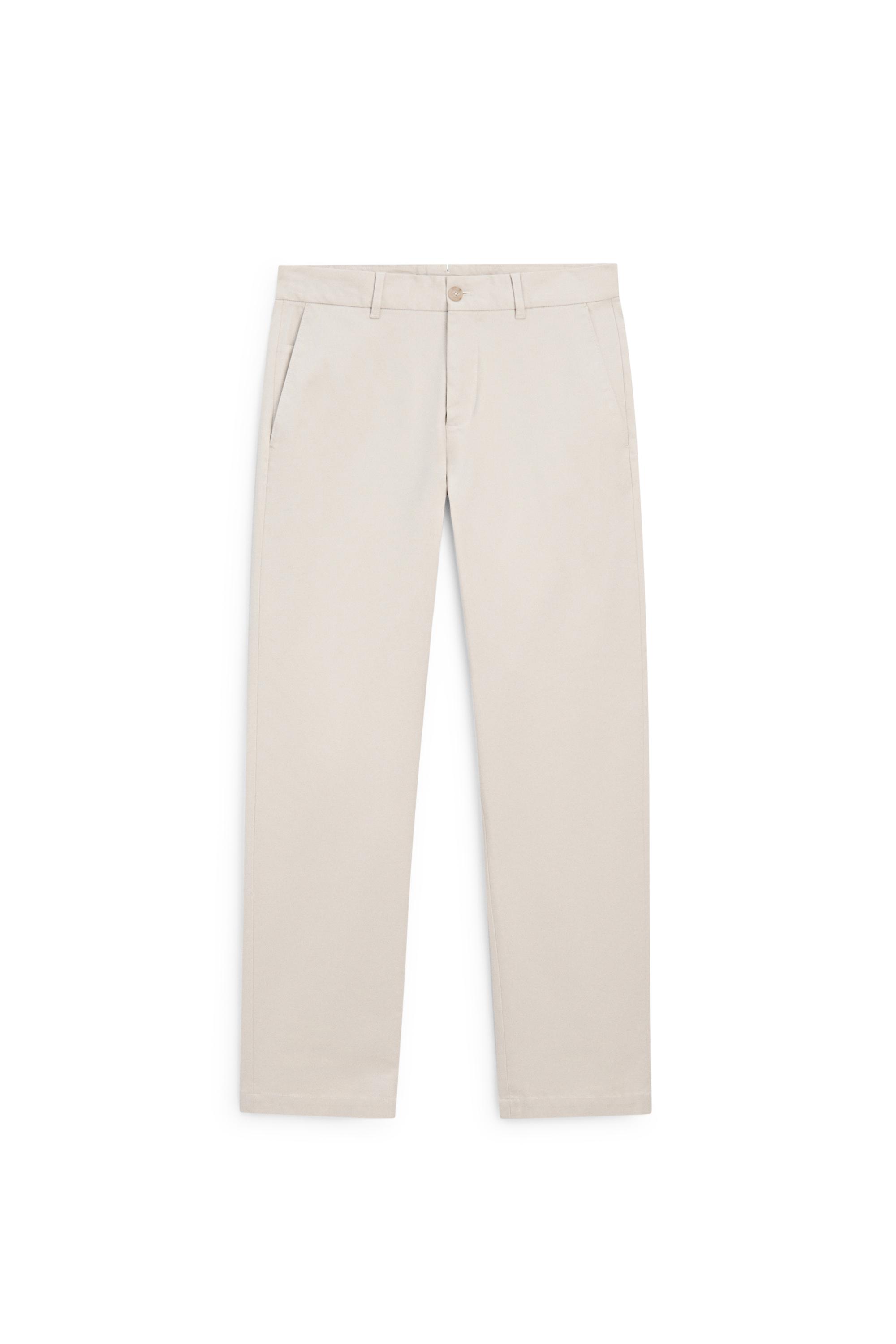Cotton blend tapered fit trousers — BEIGE
