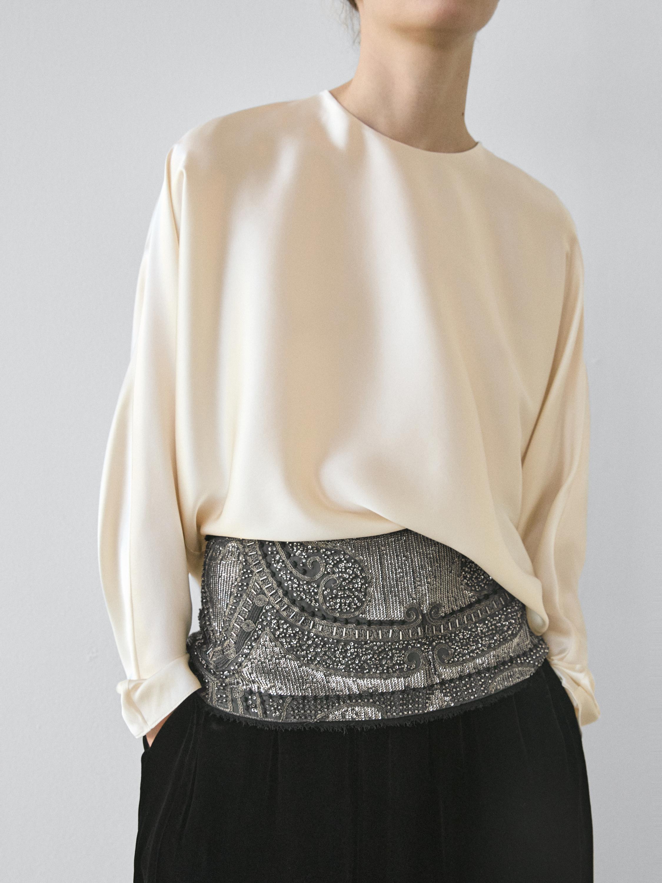 Blusa corta manga murciélago 100% seda - STUDIO