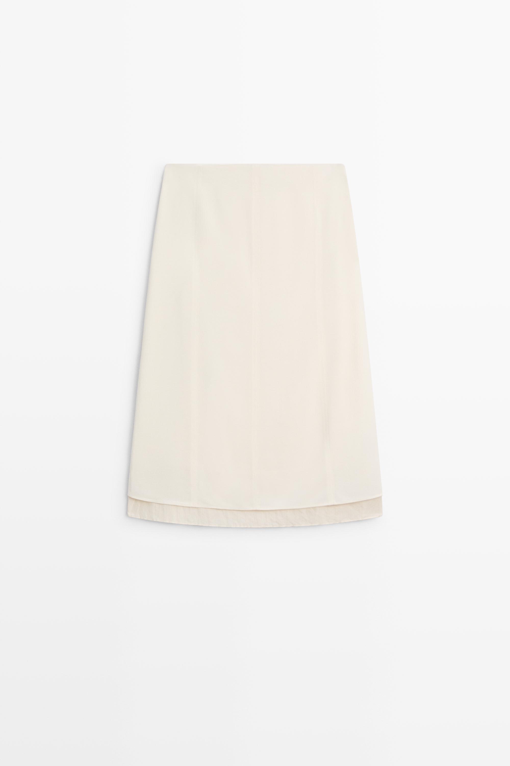 Double-layered midi skirt with seam detail — Off white