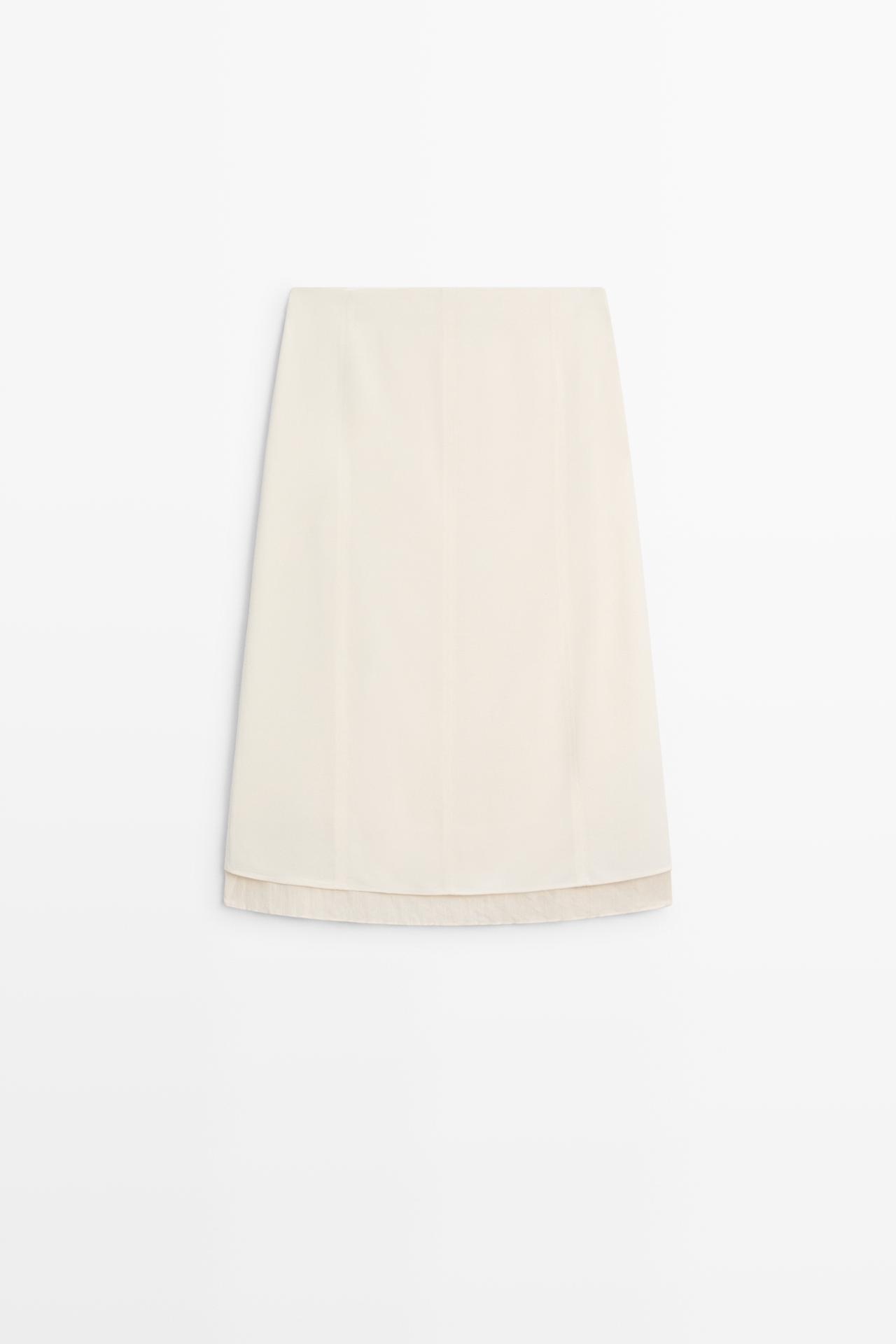 Double-layered midi skirt with seam detail — Off white
