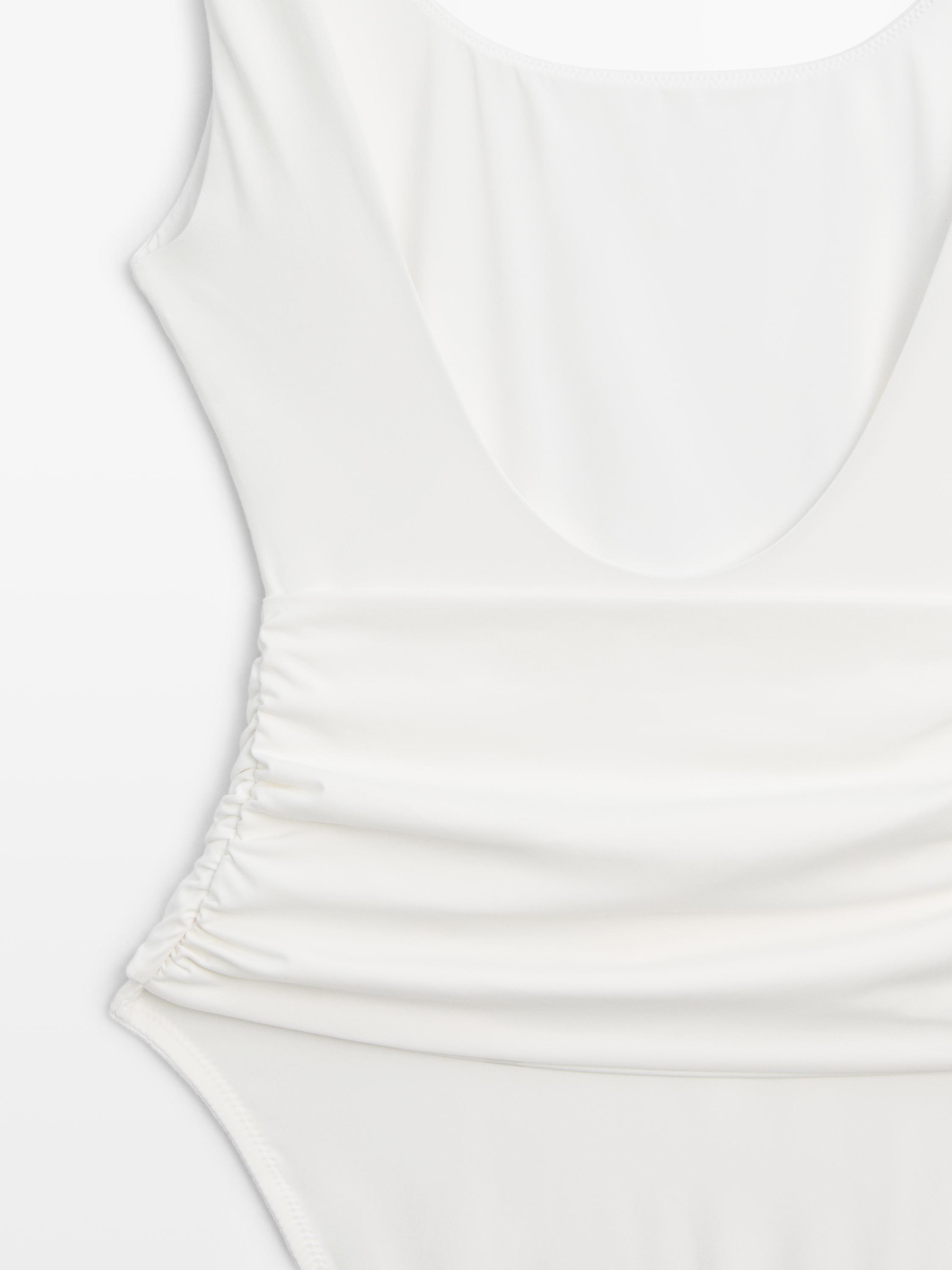 Swimsuit with rhinestone detail — Off white