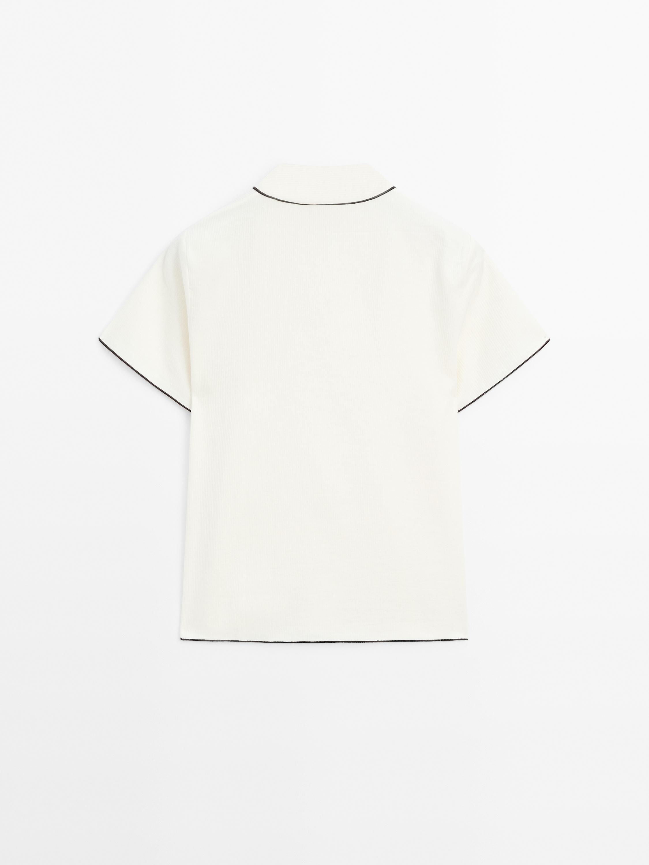 Contrast short sleeve polo sweater
