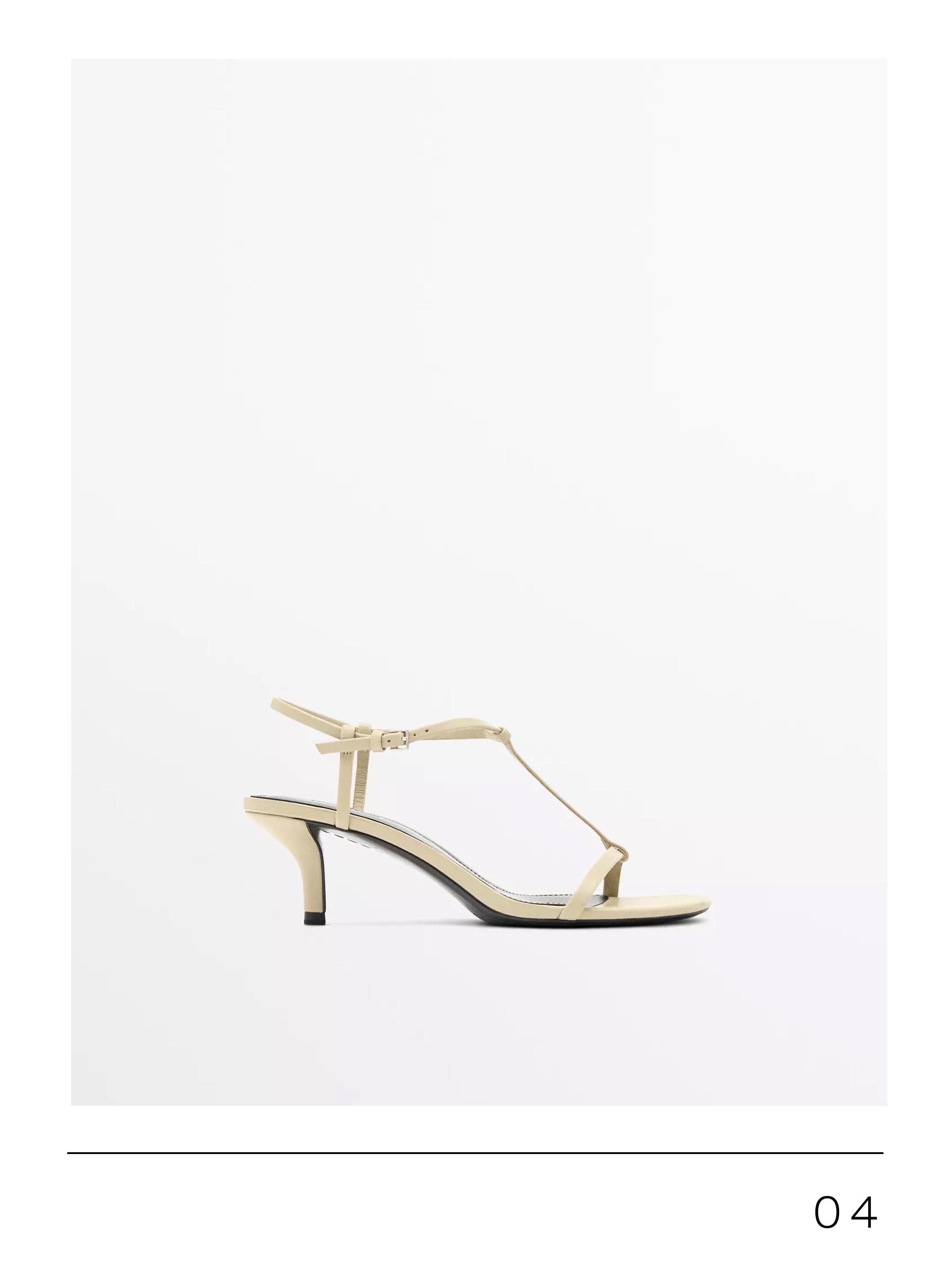 Strappy mid-heel sandals — CREAM