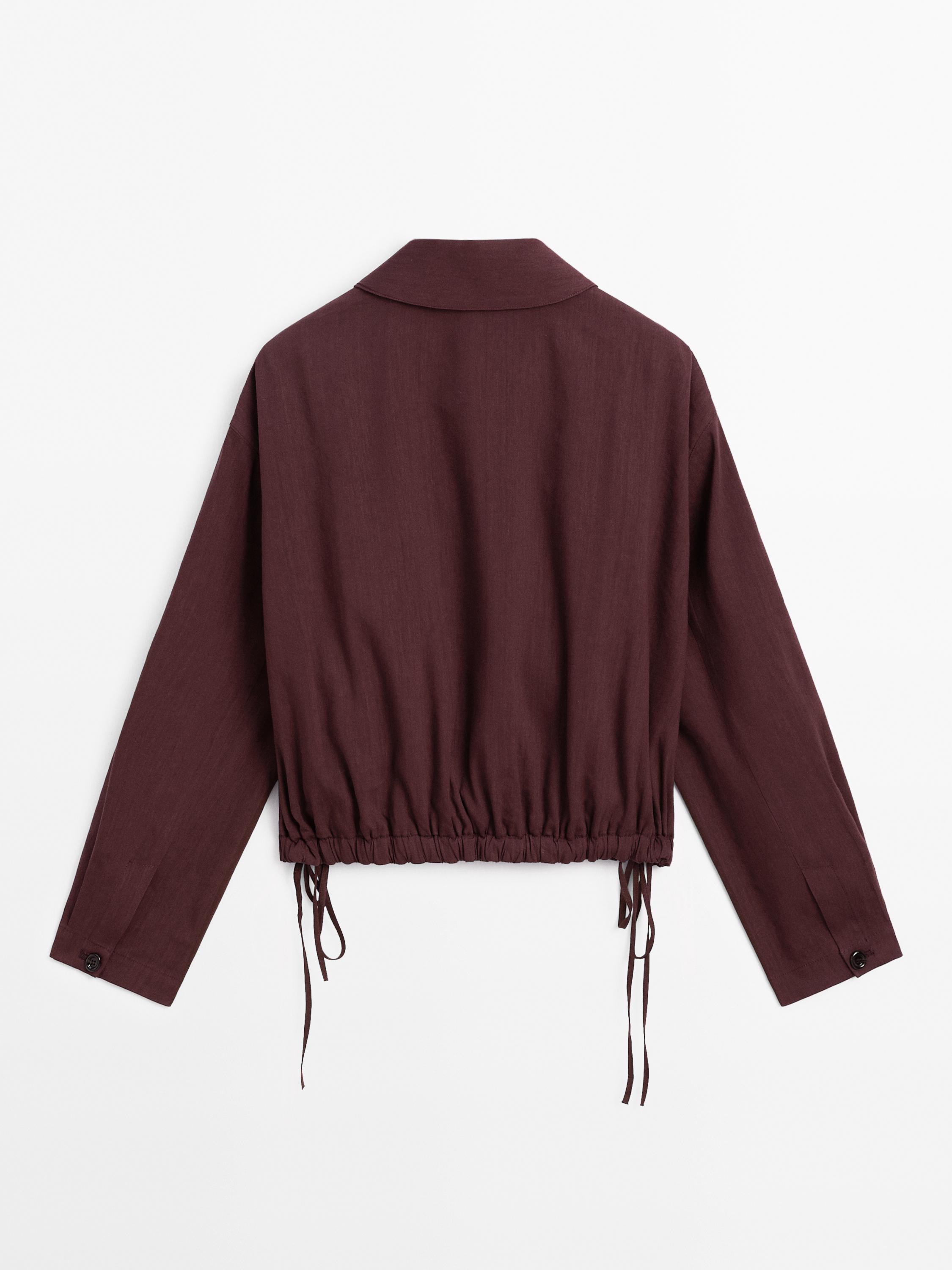 Flowing linen blend bomber jacket
