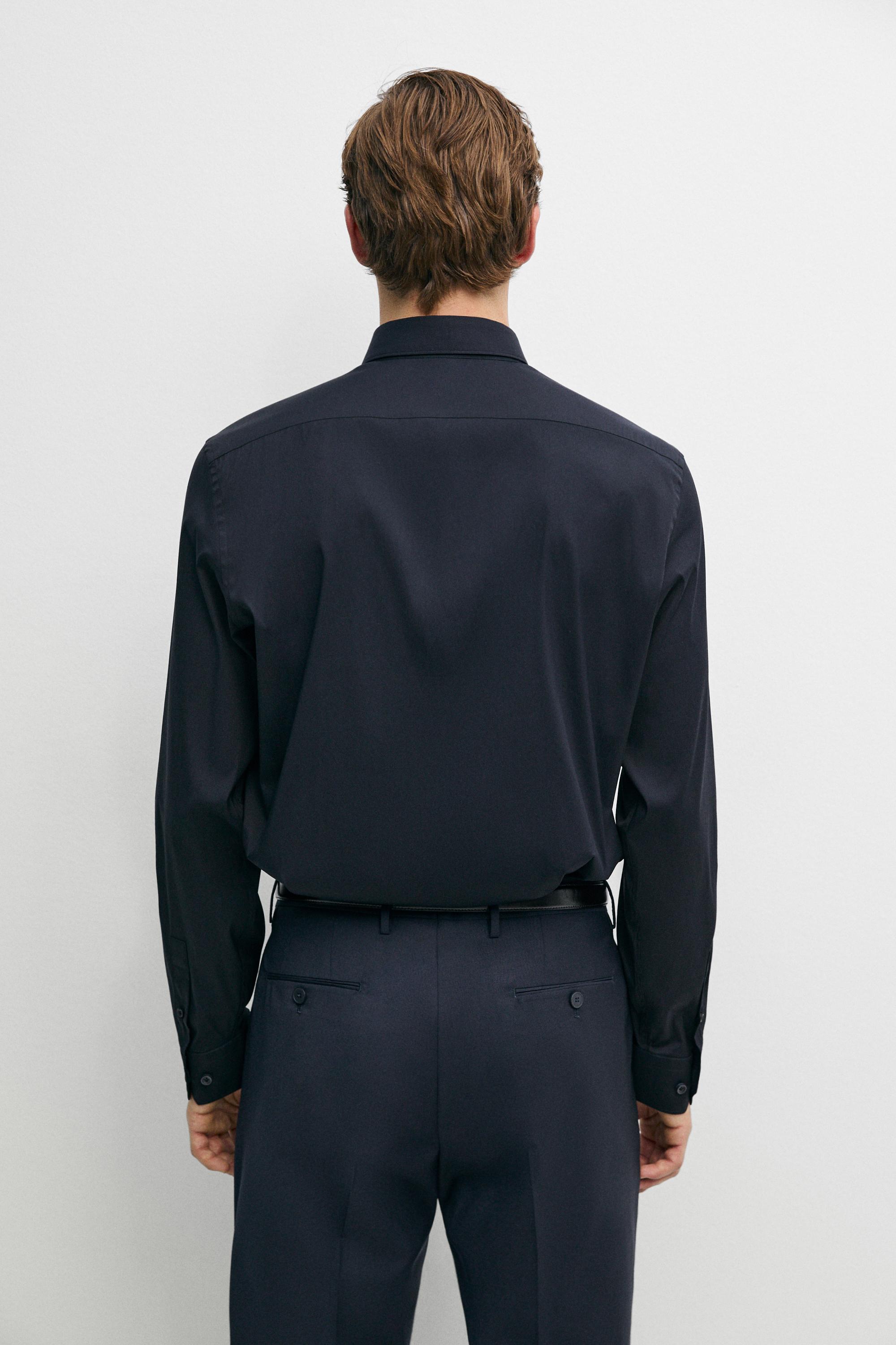 Slim fit stretch shirt — NAVY BLUE