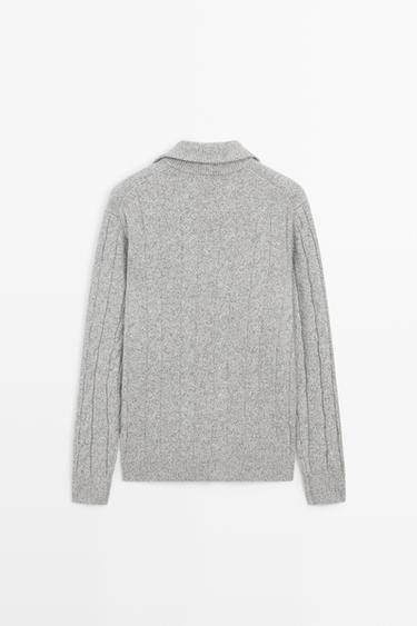 100% wool cable-knit sweater — ANTHRACITE GREY 6
